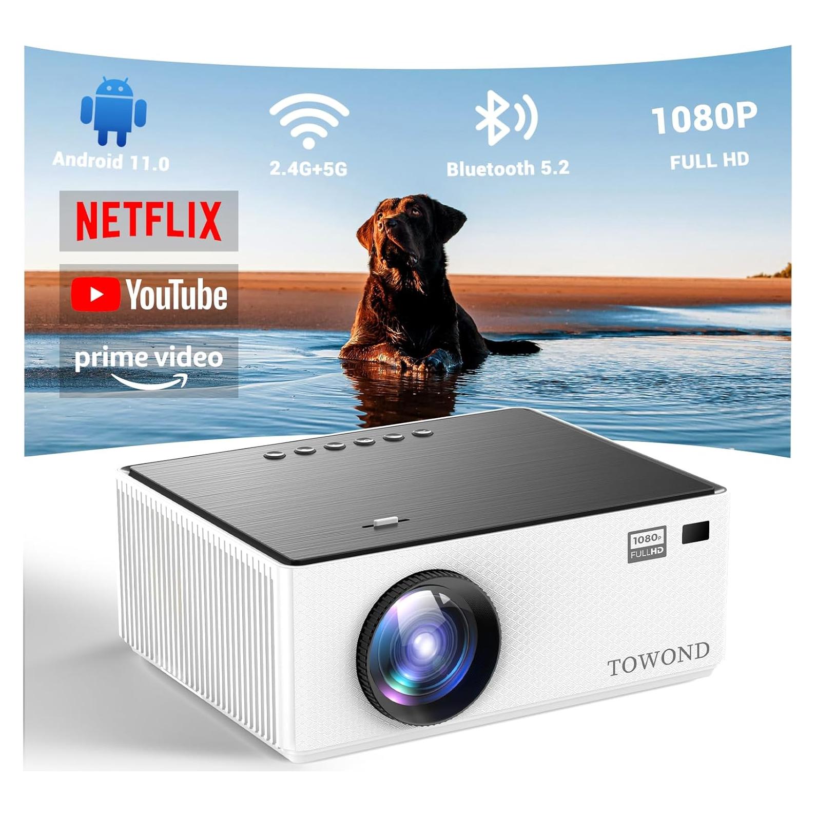 Proyector Inteligente TOWOND 1080p Wifi Bluetooth Android TV