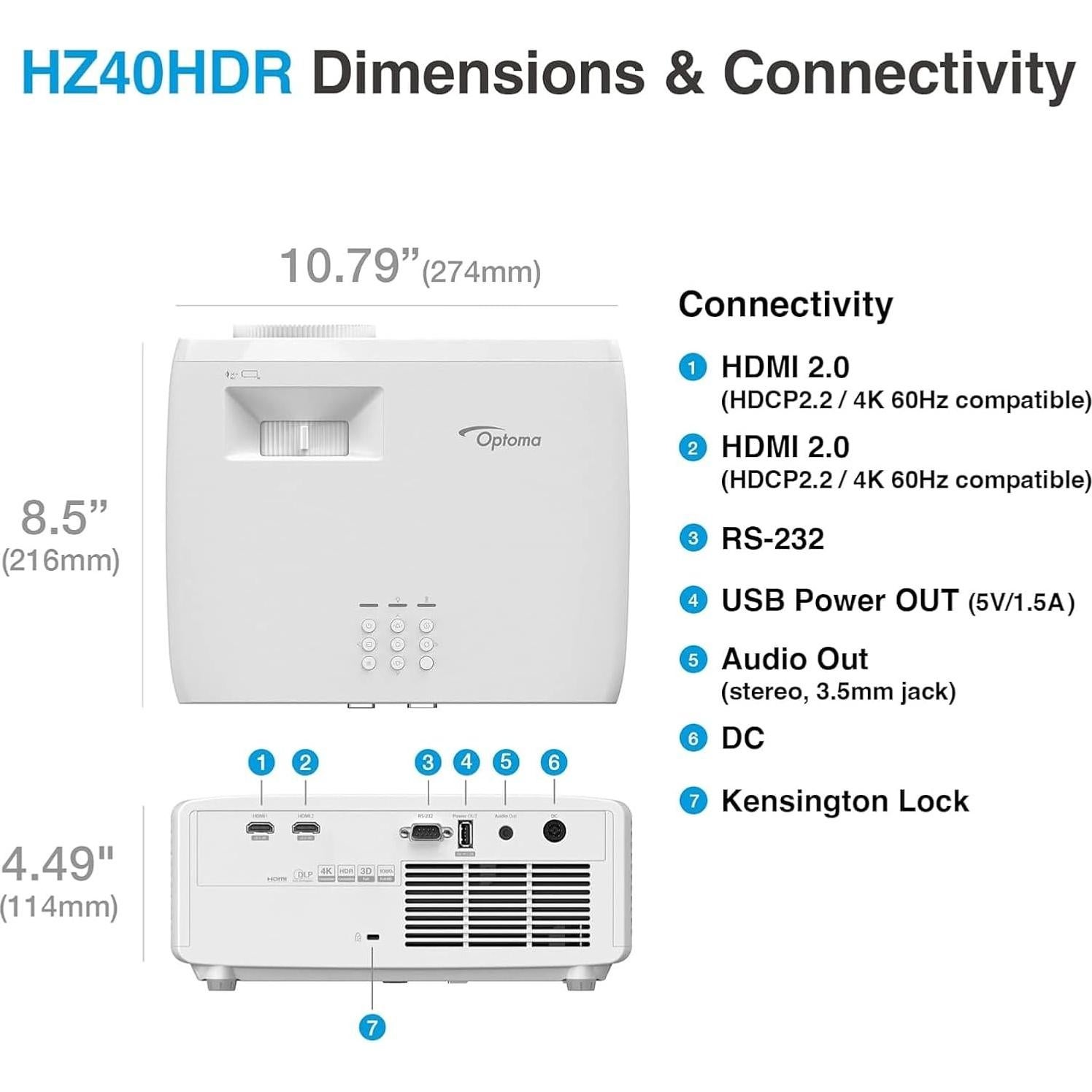 Proyector DLP Optoma HZ40HDR Full HD 4000 lúmenes