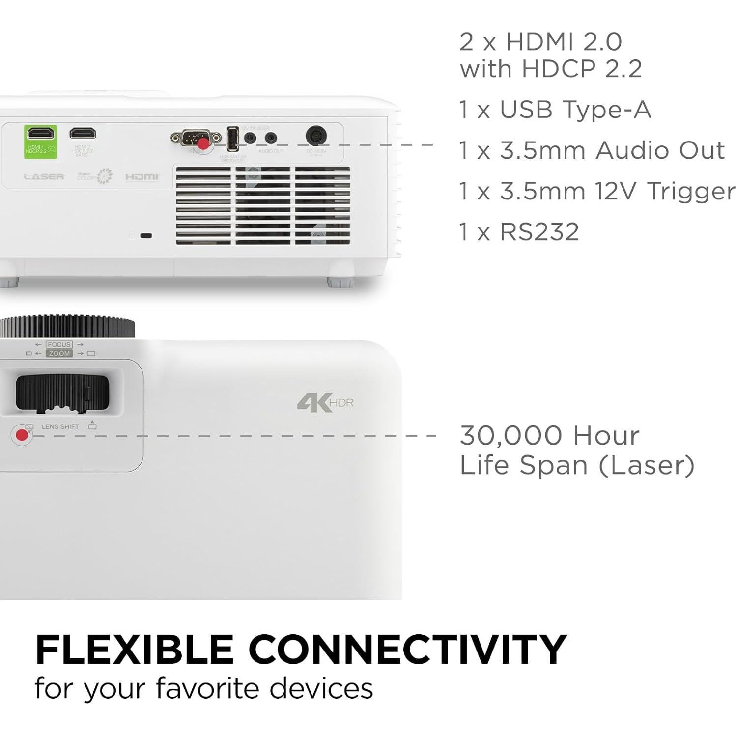Proyector láser ViewSonic LX700-4K UHD 3500 lúmenes