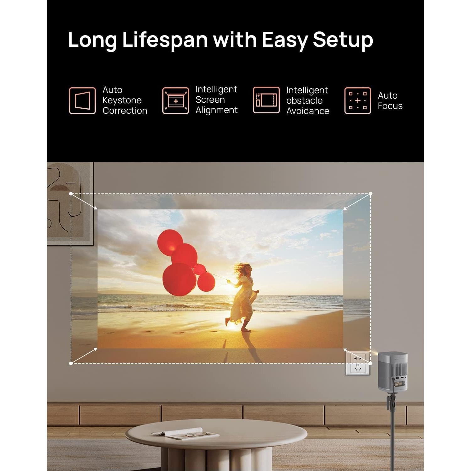 XGIMI MoGo 2 Portable Projector, Mini Projector with Wifi and Bluetooth, 400 ISO Lumens Movie Projector, Android TV 11.0, 2X8W Speakers, Auto Focus, Object Avoidance, and Screen Adaption