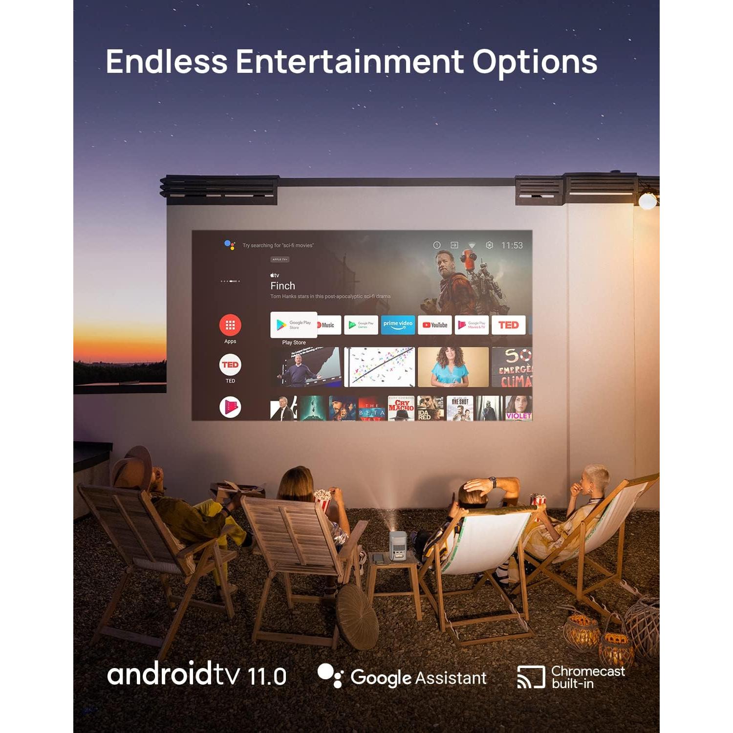 XGIMI MoGo 2 Portable Projector, Mini Projector with Wifi and Bluetooth, 400 ISO Lumens Movie Projector, Android TV 11.0, 2X8W Speakers, Auto Focus, Object Avoidance, and Screen Adaption