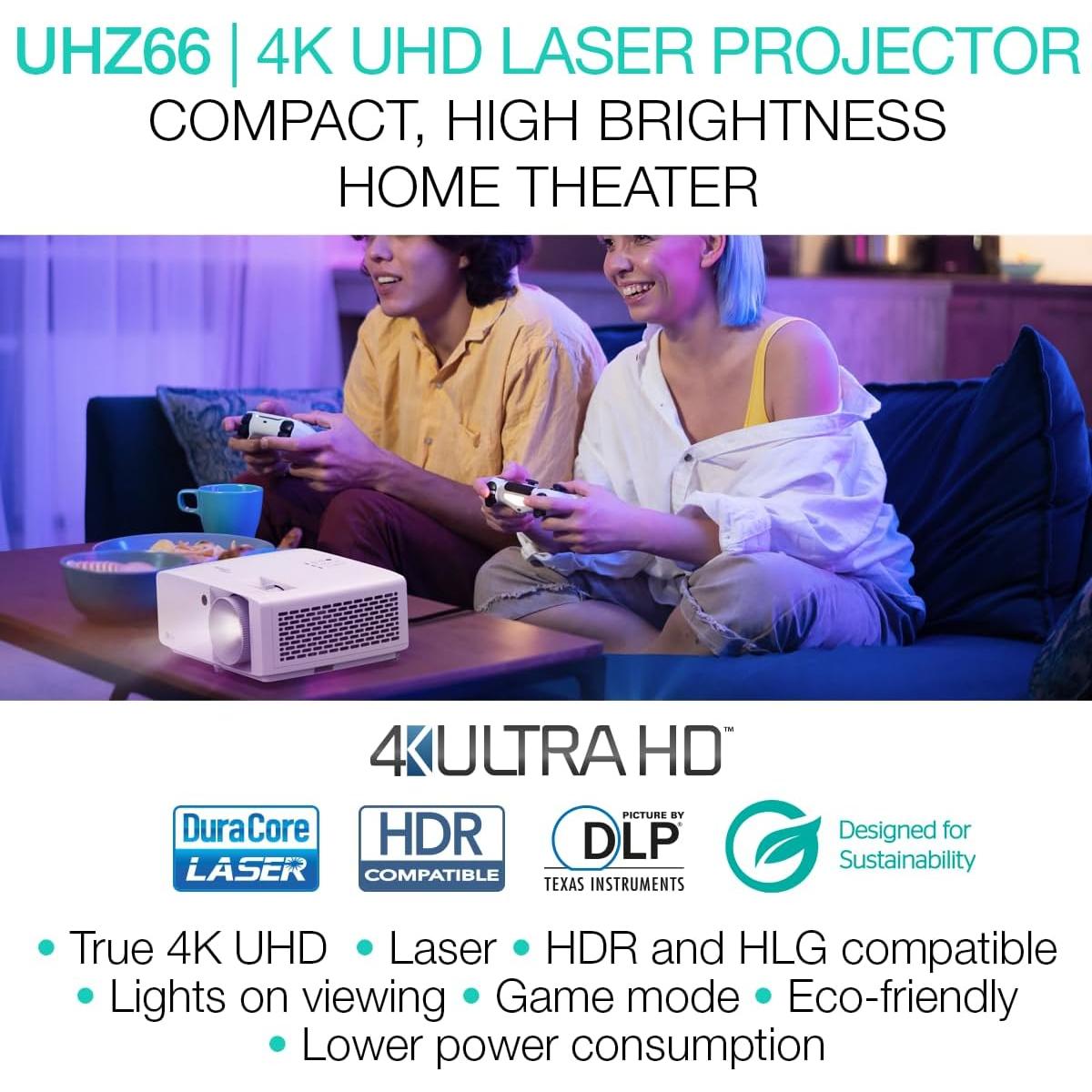 Proyector láser 4K UHD Optoma UHZ66 4000 lúmenes - Blanco