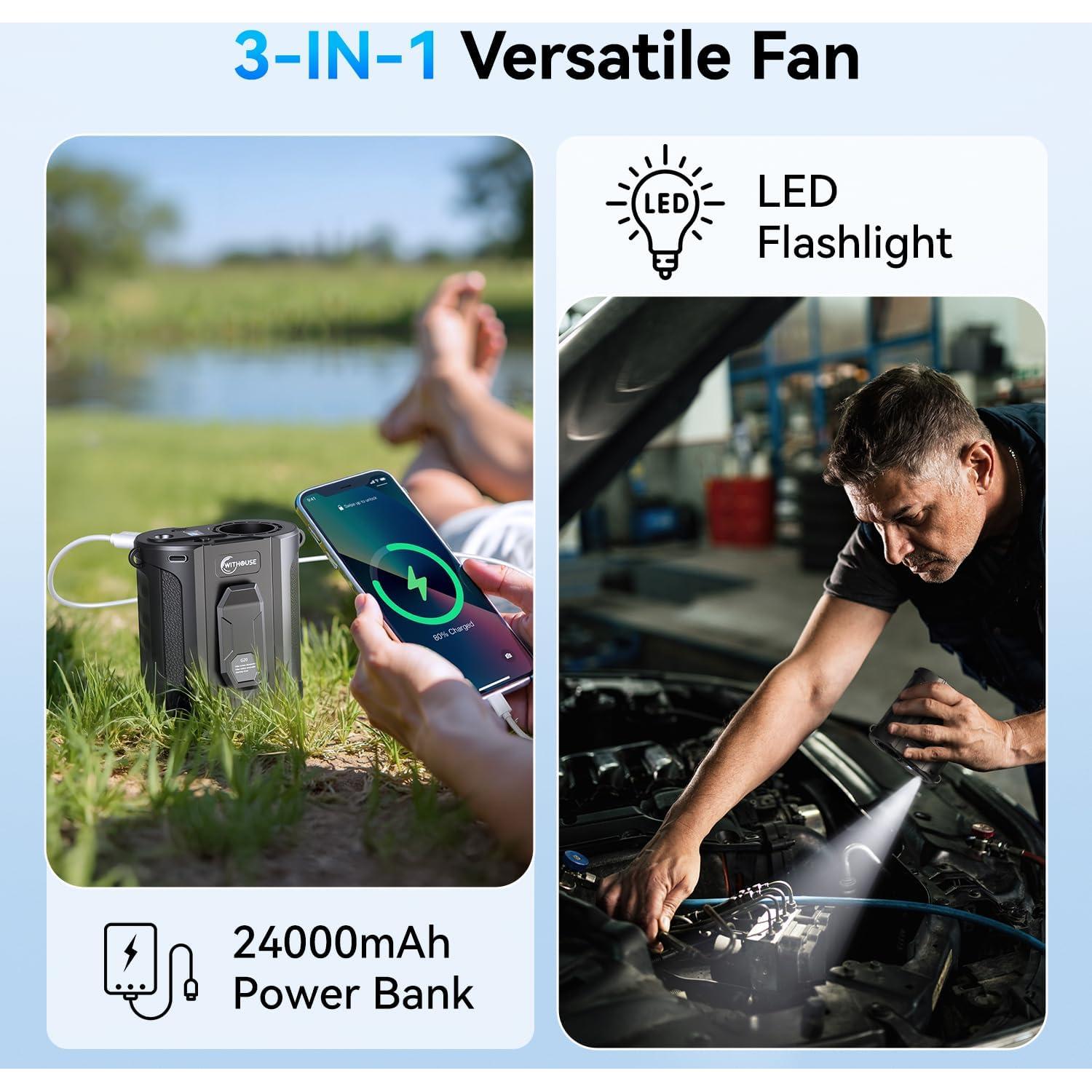 Ventilador Portátil de Cintura WITHOUSE G20 24000mAh 80H