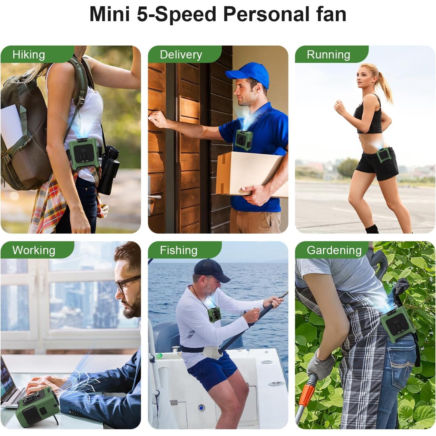 Ventilador Personal Portátil FANSYJKJ 10000mAh 5 Velocidades