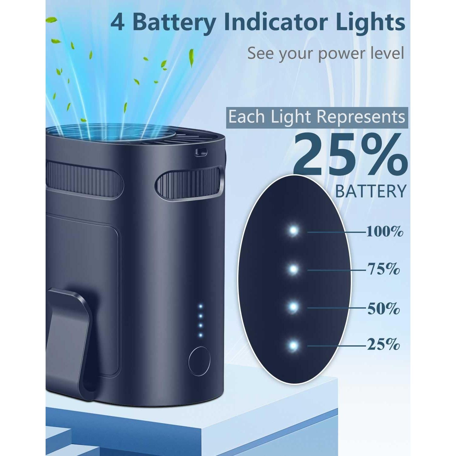 Ventilador de Cintura AJGJF Mini Portátil 4 Velocidades Azul