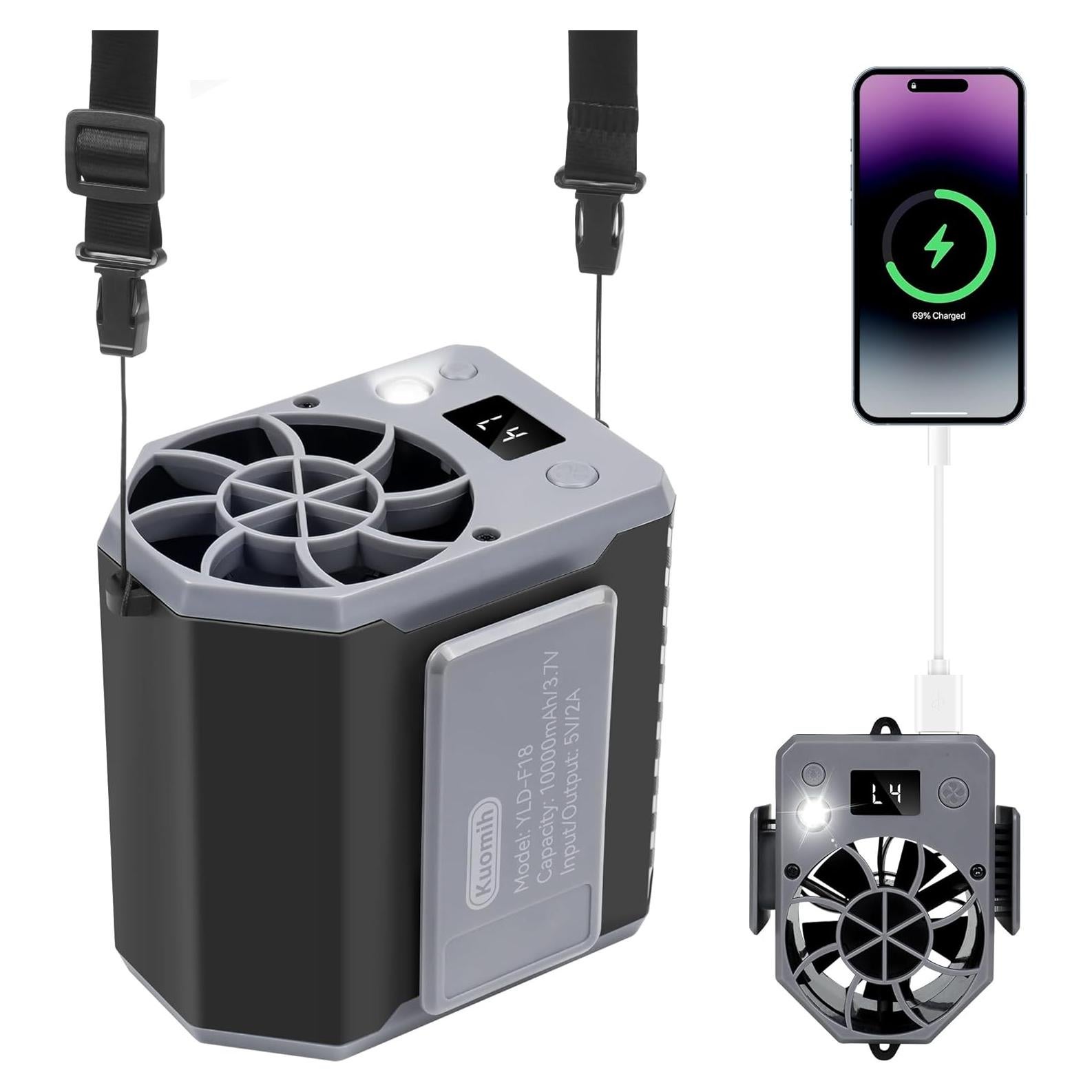 Ventilador de Cintura Portátil Kuomih YLD-F18 10000RPM 4 Velocidades