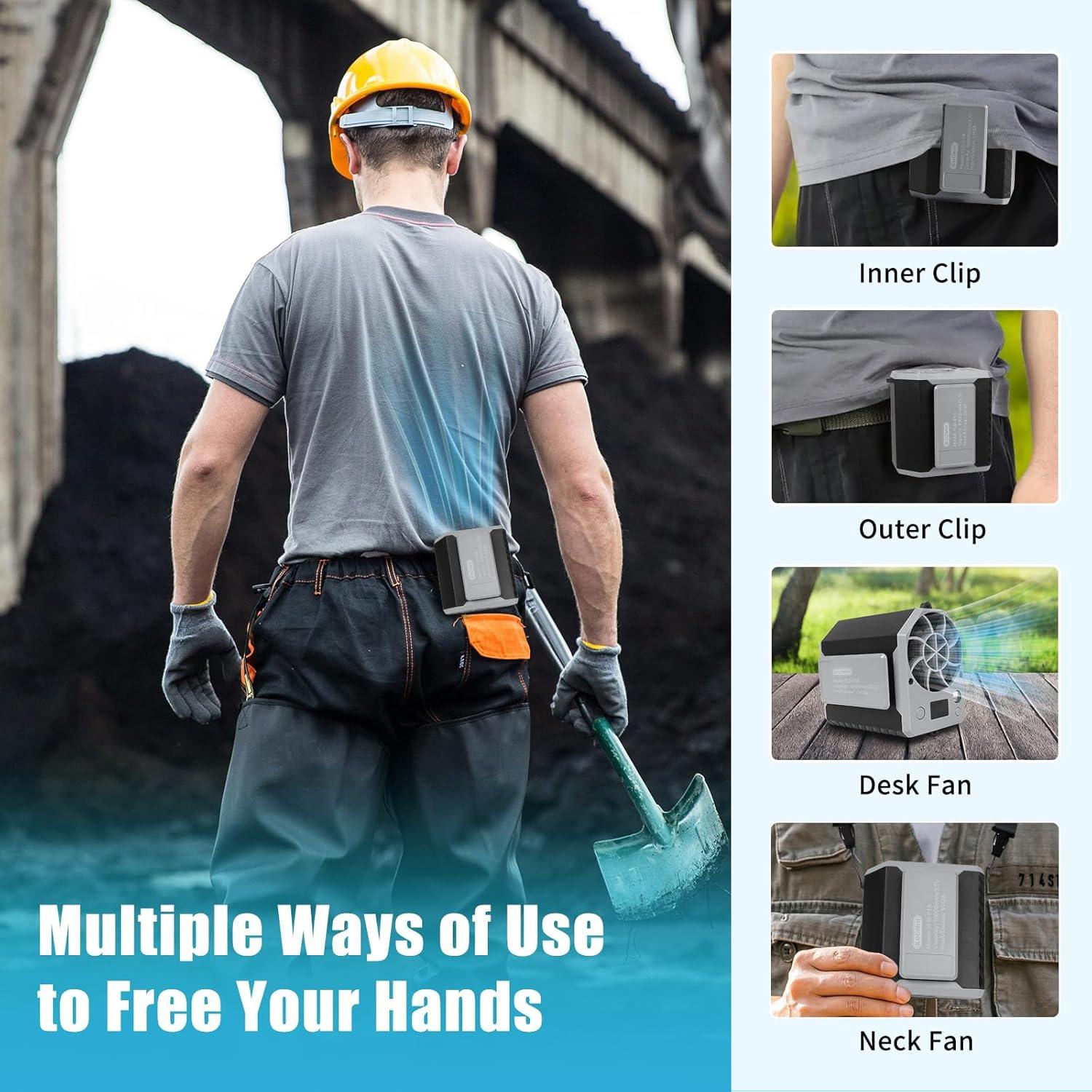 Ventilador de Cintura Portátil Kuomih YLD-F18 10000RPM 4 Velocidades