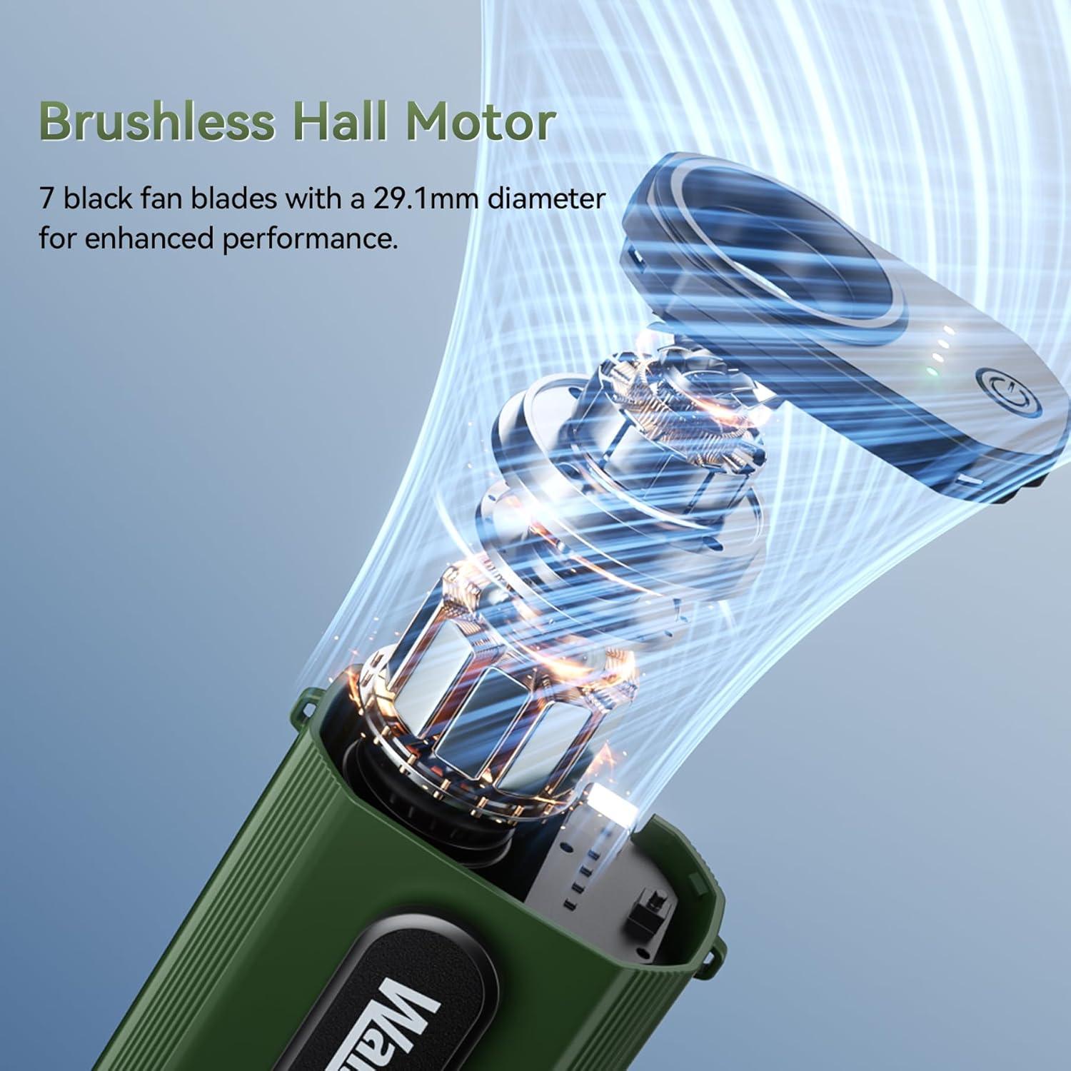 Portable Waist Fan, Mini Body Cooling Fan with 4-Speed 18000RPM Brushless Motor, 5000mAh Rechargeable Belt Clip Fan for Outdoor, Indoor, Worksite, and Travel