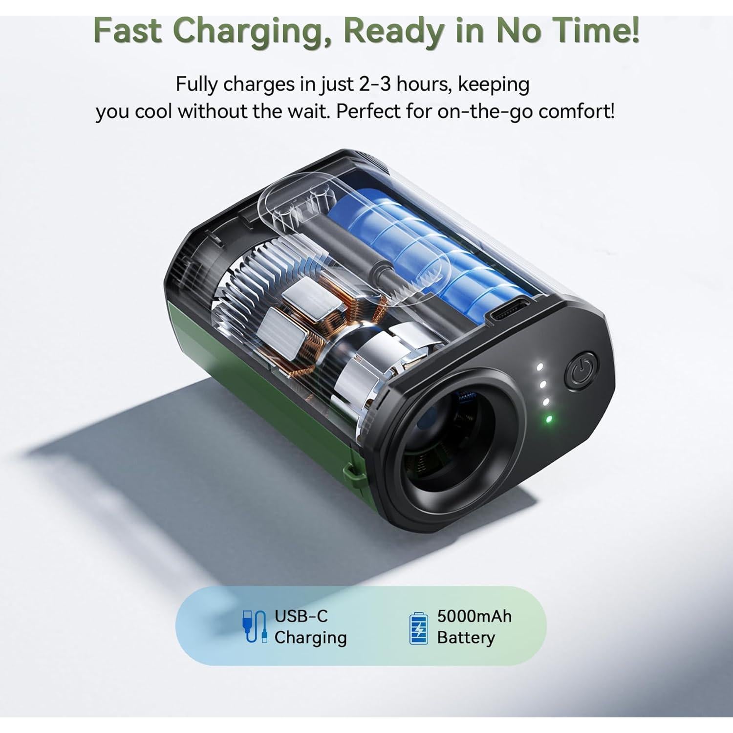 Portable Waist Fan, Mini Body Cooling Fan with 4-Speed 18000RPM Brushless Motor, 5000mAh Rechargeable Belt Clip Fan for Outdoor, Indoor, Worksite, and Travel