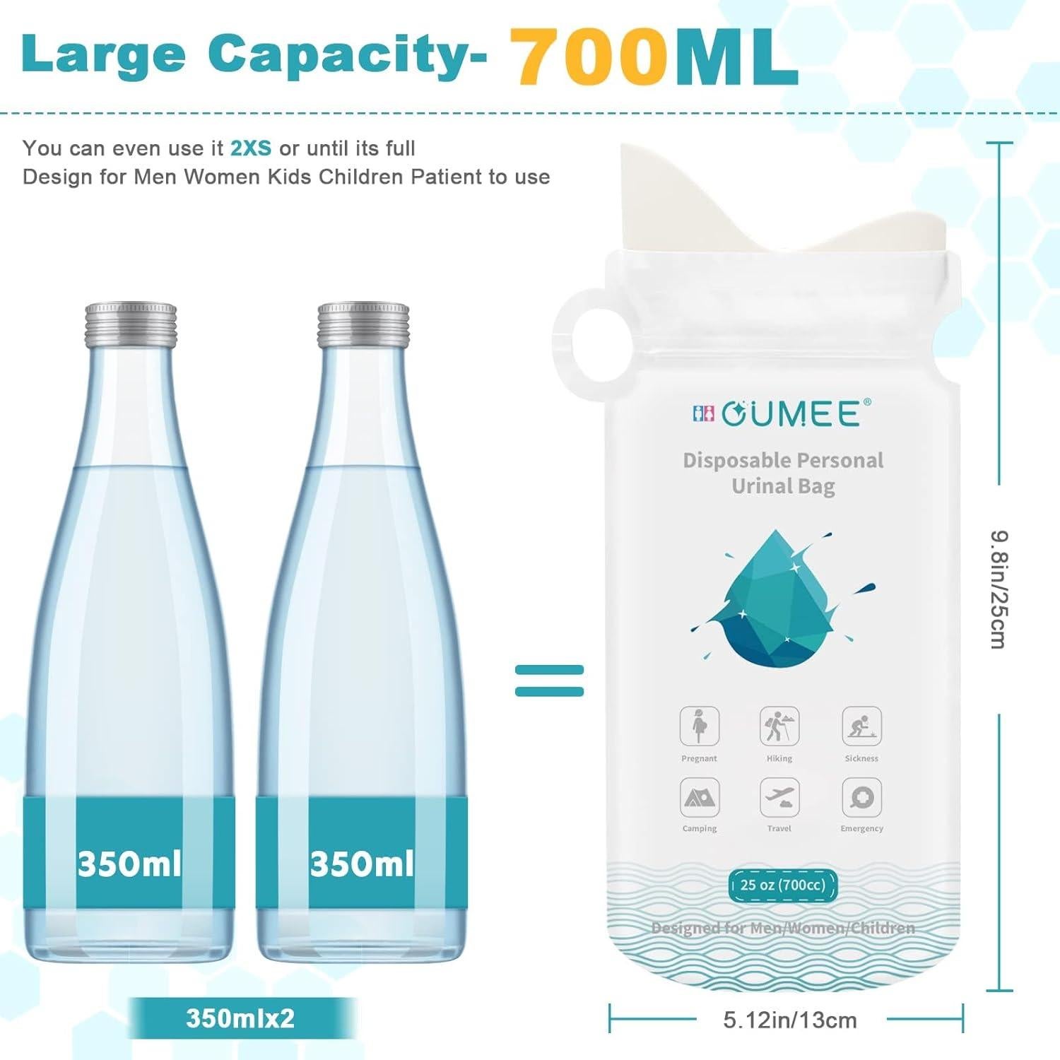 Bolsas de Orina Desechables OUMEE 700 ML Unisex 20 Pcs