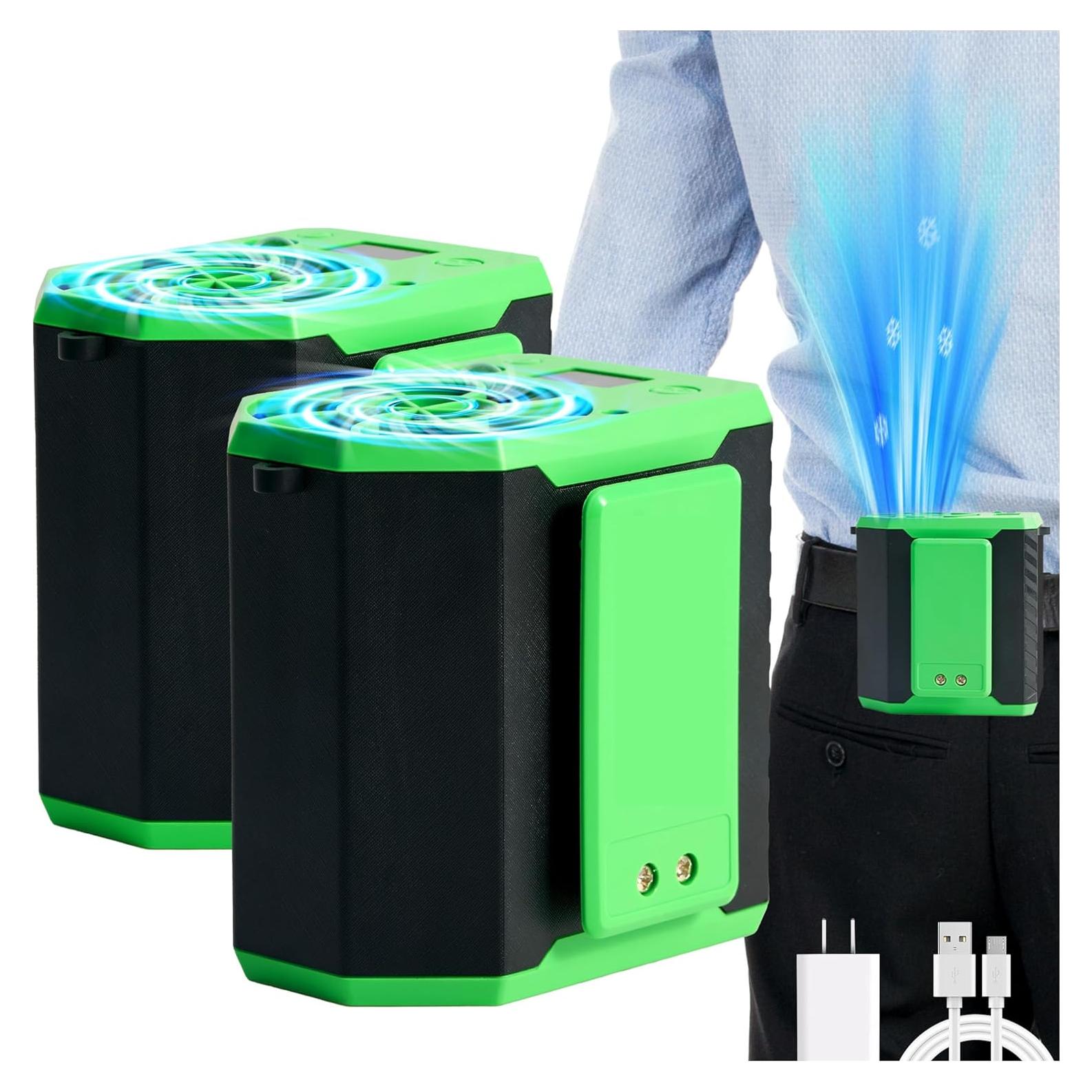 2025 Upgraded Waist Fan - 3 In 1 Portable Waist Clip Fan & Belt Shirt Fans, 4 Speeds With Lanyard, for Outdoor Works, Farm, Hiking, Camping, Travel (Black, 2PCS 10000mAh Working Hours 6-22h)