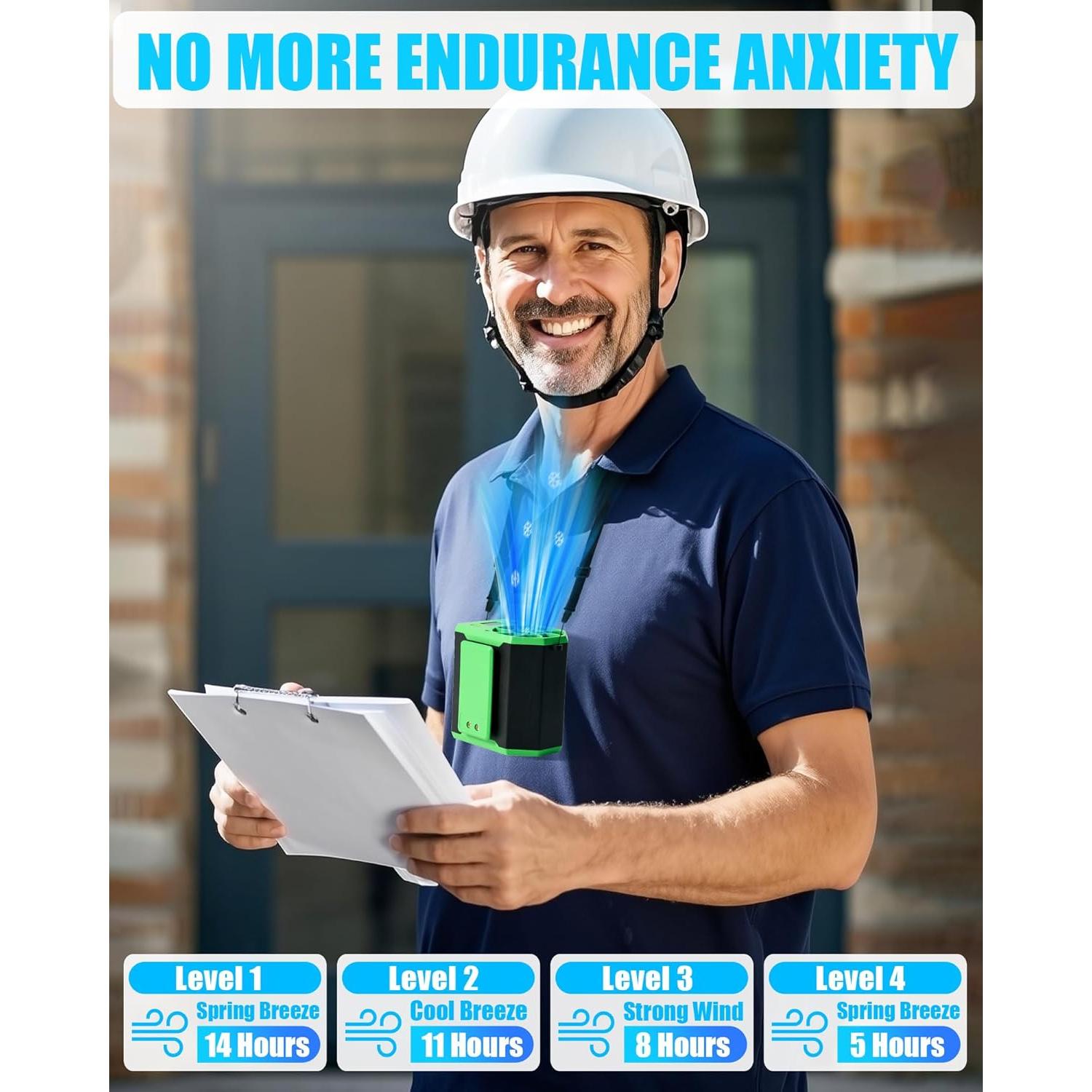 2025 Upgraded Waist Fan - 3 In 1 Portable Waist Clip Fan & Belt Shirt Fans, 4 Speeds With Lanyard, for Outdoor Works, Farm, Hiking, Camping, Travel (Black, 2PCS 10000mAh Working Hours 6-22h)