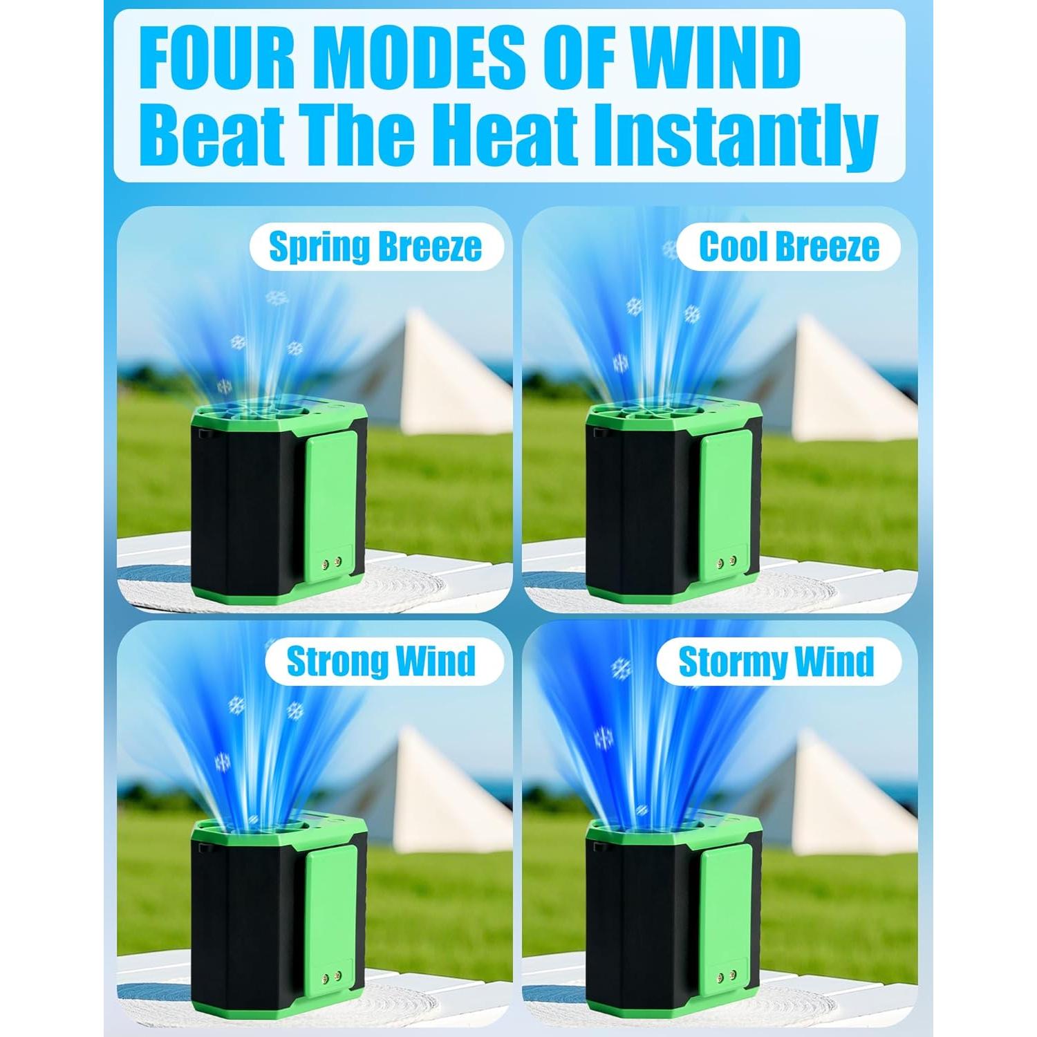 2025 Upgraded Waist Fan - 3 In 1 Portable Waist Clip Fan & Belt Shirt Fans, 4 Speeds With Lanyard, for Outdoor Works, Farm, Hiking, Camping, Travel (Black, 2PCS 10000mAh Working Hours 6-22h)