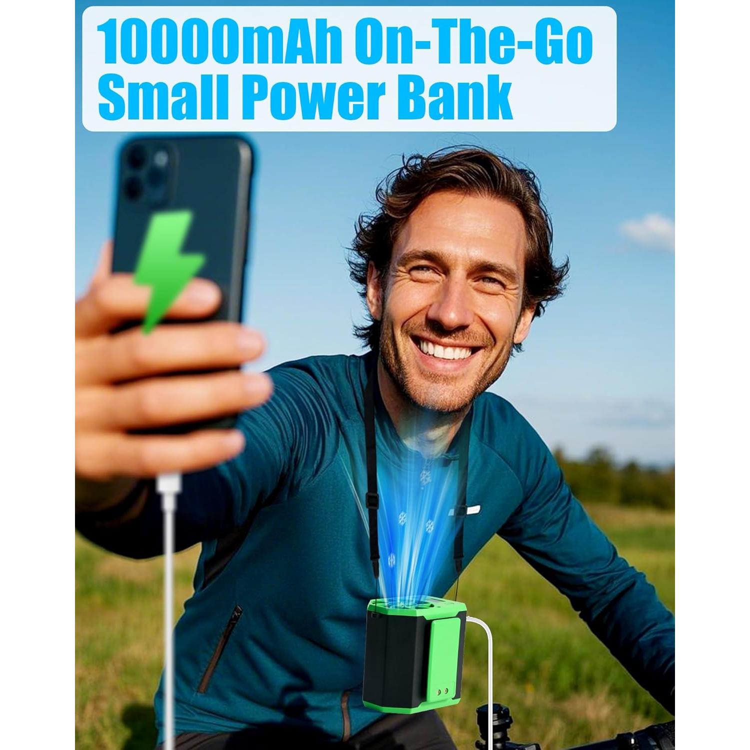 2025 Upgraded Waist Fan - 3 In 1 Portable Waist Clip Fan & Belt Shirt Fans, 4 Speeds With Lanyard, for Outdoor Works, Farm, Hiking, Camping, Travel (Black, 2PCS 10000mAh Working Hours 6-22h)