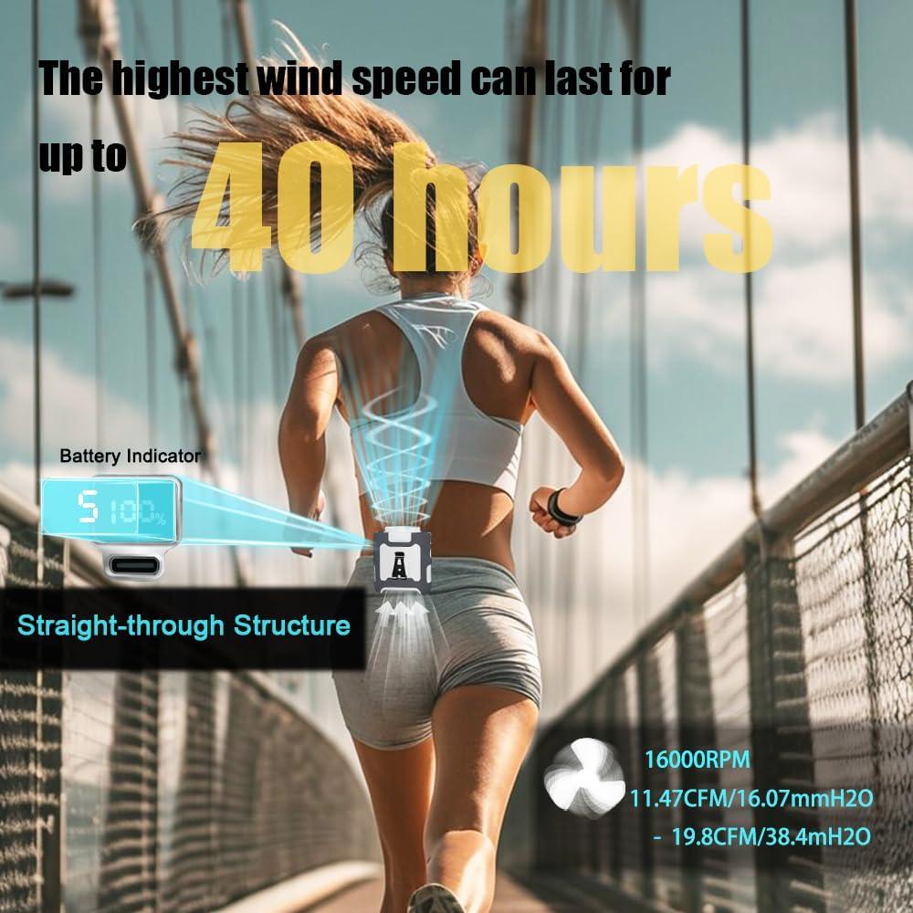 16000mAh Waist Fan Portable Rechargeable Wearable Fan Hand Free, 6-40hours Wearable Cooler Fan for Traveling Working Outdoor Office (Grey and White)