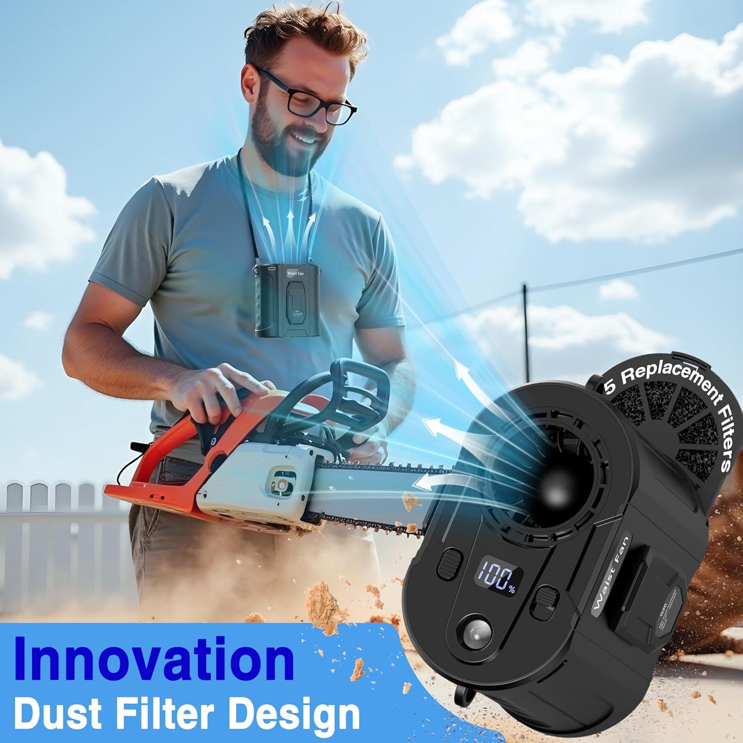 Ventilador de Cintura Portátil Sunoony G20-1 5 Velocidades 8000mAh