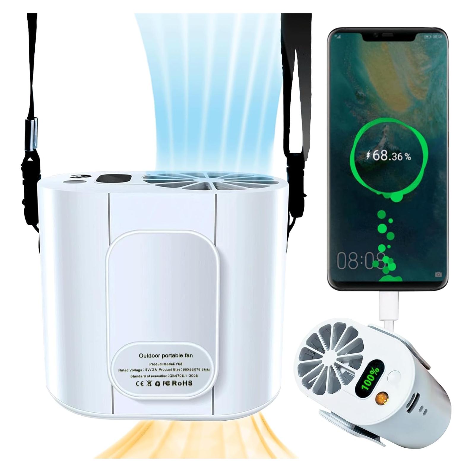 Ventilador de Cintura ZHENZHUACC Portátil 7000mAh 4 Velocidades