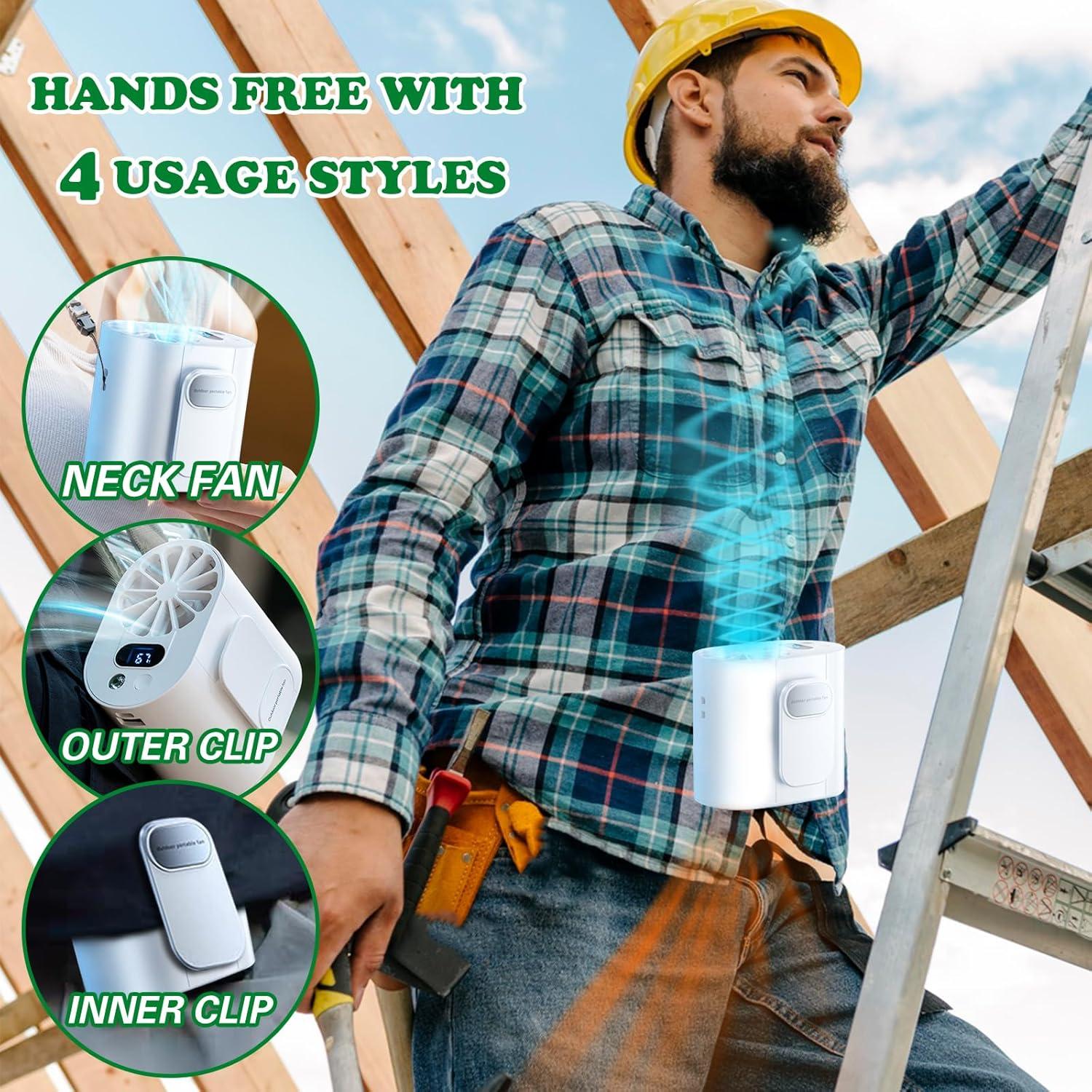 Ventilador de Cintura ZHENZHUACC Portátil 7000mAh 4 Velocidades