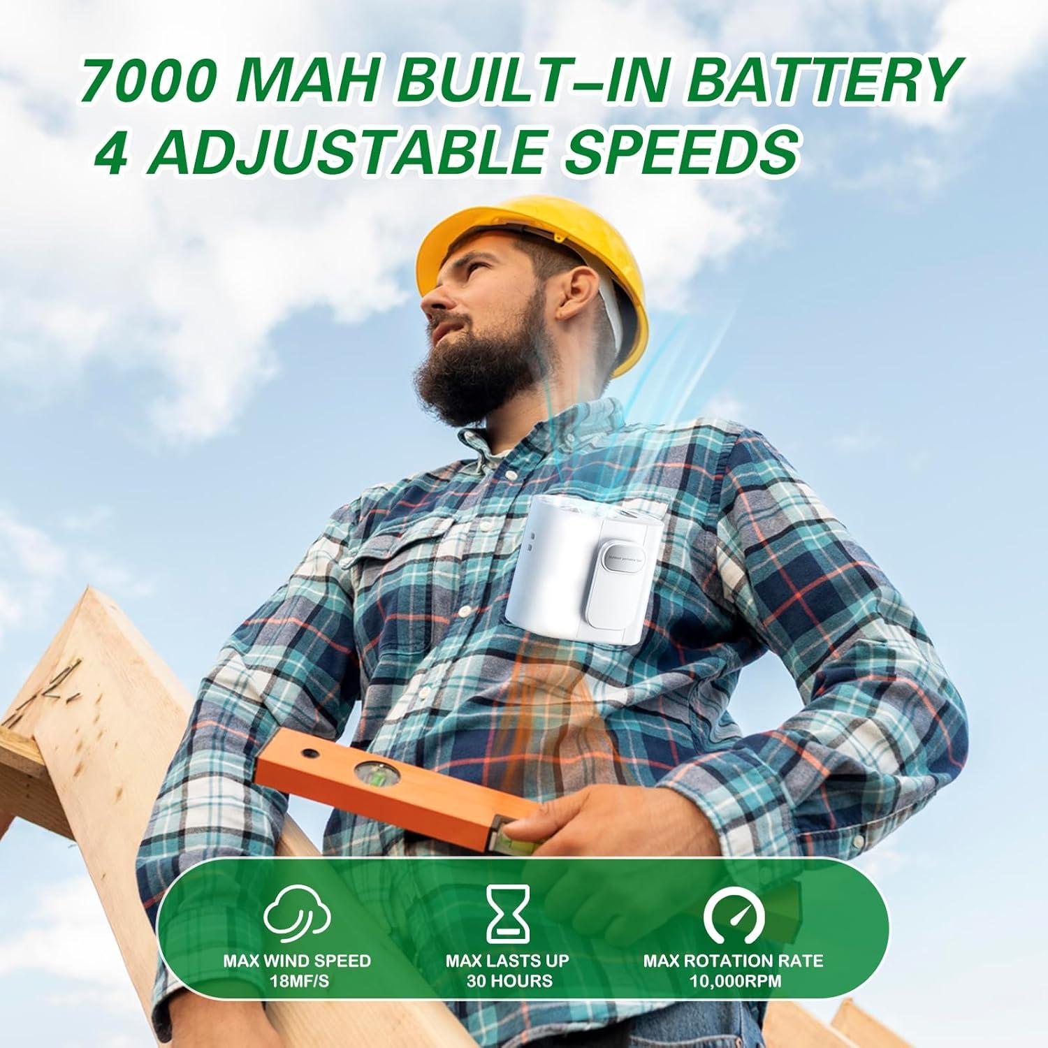 Ventilador de Cintura ZHENZHUACC Portátil 7000mAh 4 Velocidades