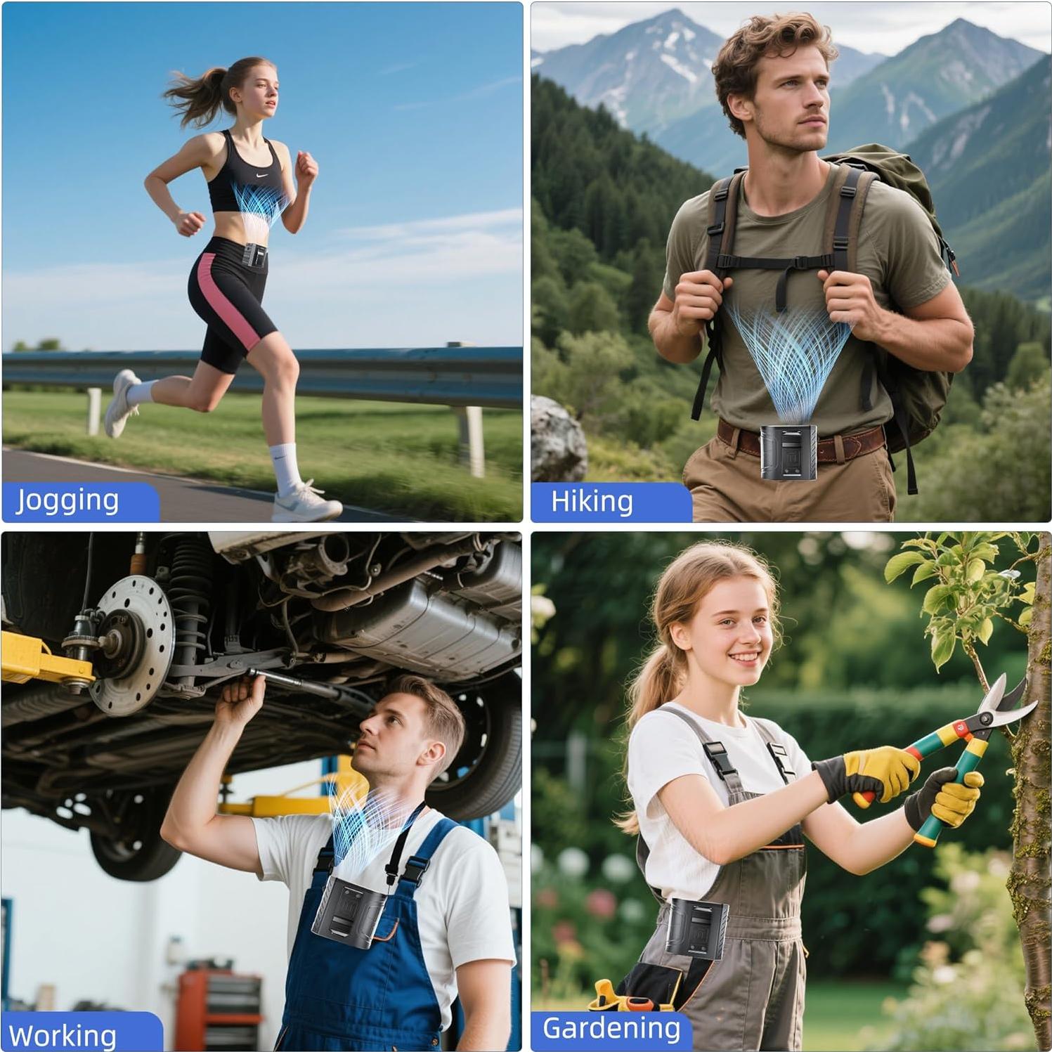 Ventilador de Cintura Portátil DEALGADGETS 10000mAh 4 Velocidades