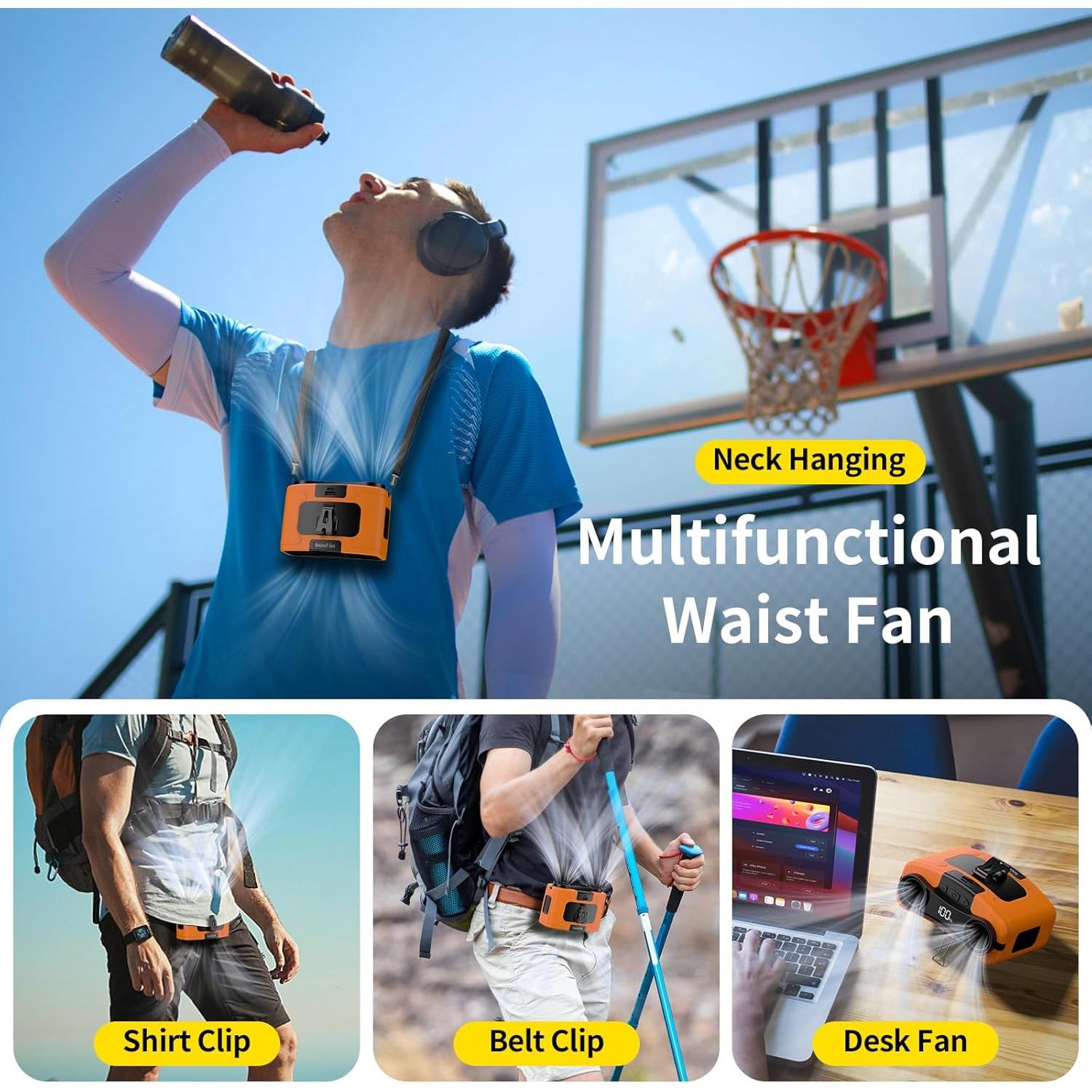 Ventilador Portátil Socool K60 20000mAh Clip Cintura 10 Velocidades