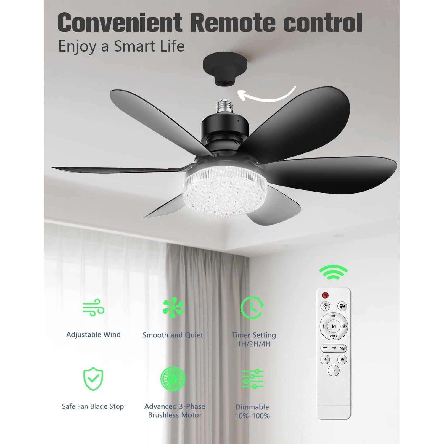 Ventilador de Techo MIMIRGB con Luz y Control Remoto 40W