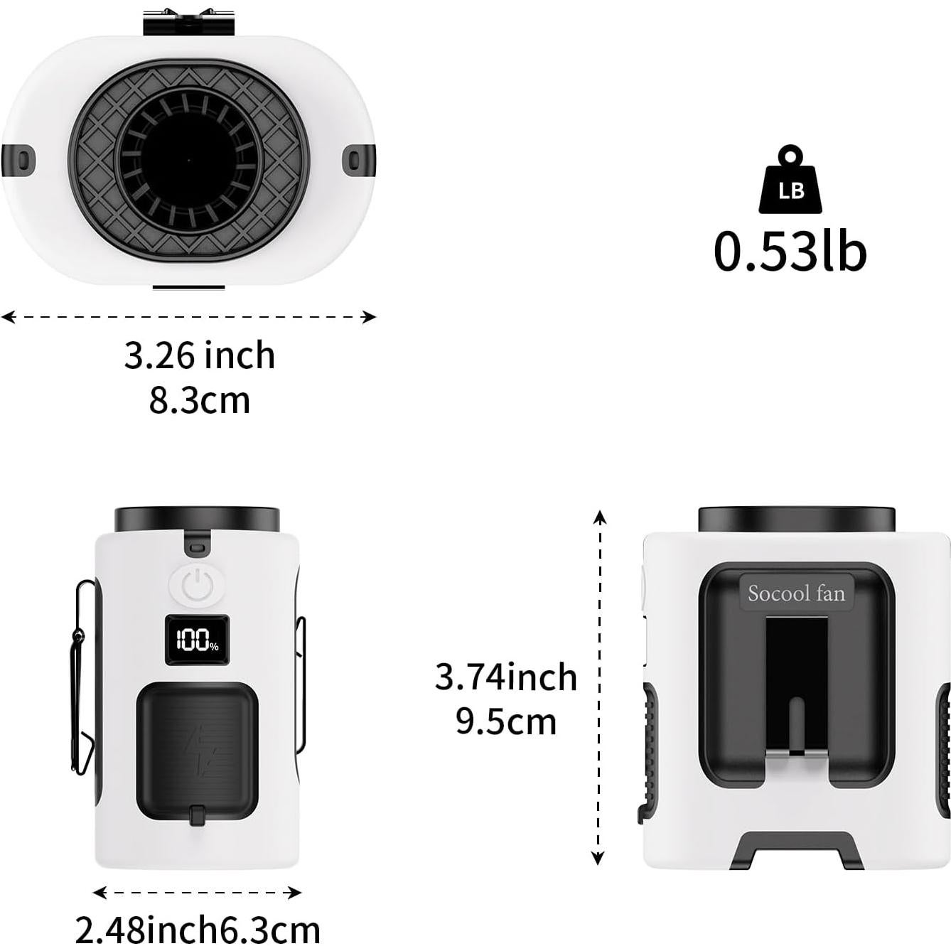 Ventilador de Cintura Portátil Socool K100 5000mAh 4 Velocidades