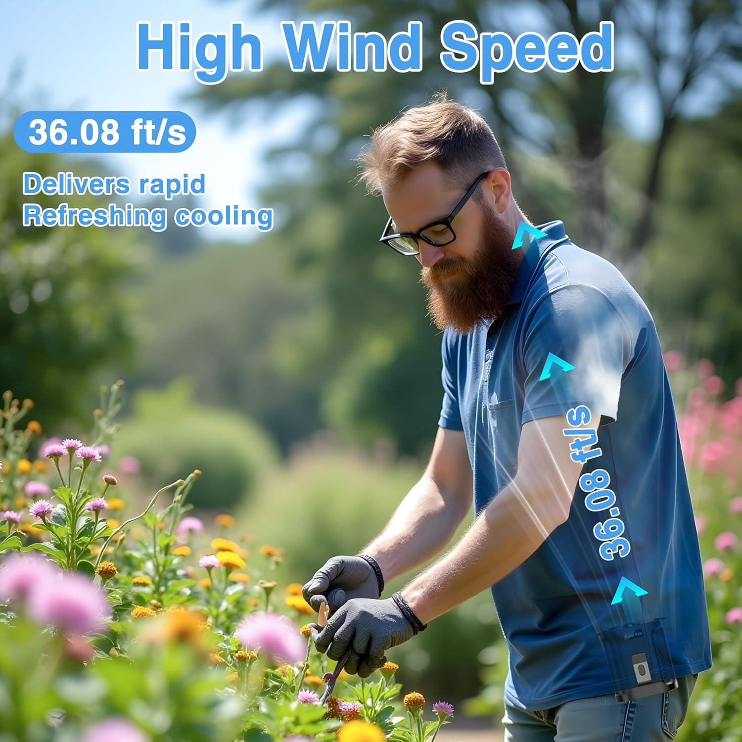 Portable Waist Fan with Mist Spray Portable Misting Fan Clip on Wearable Belt Shirt Body Hand-Free Rechargeable Battery Operated 5 Speed Cooling for Outdoor Camping Travel Power Bank