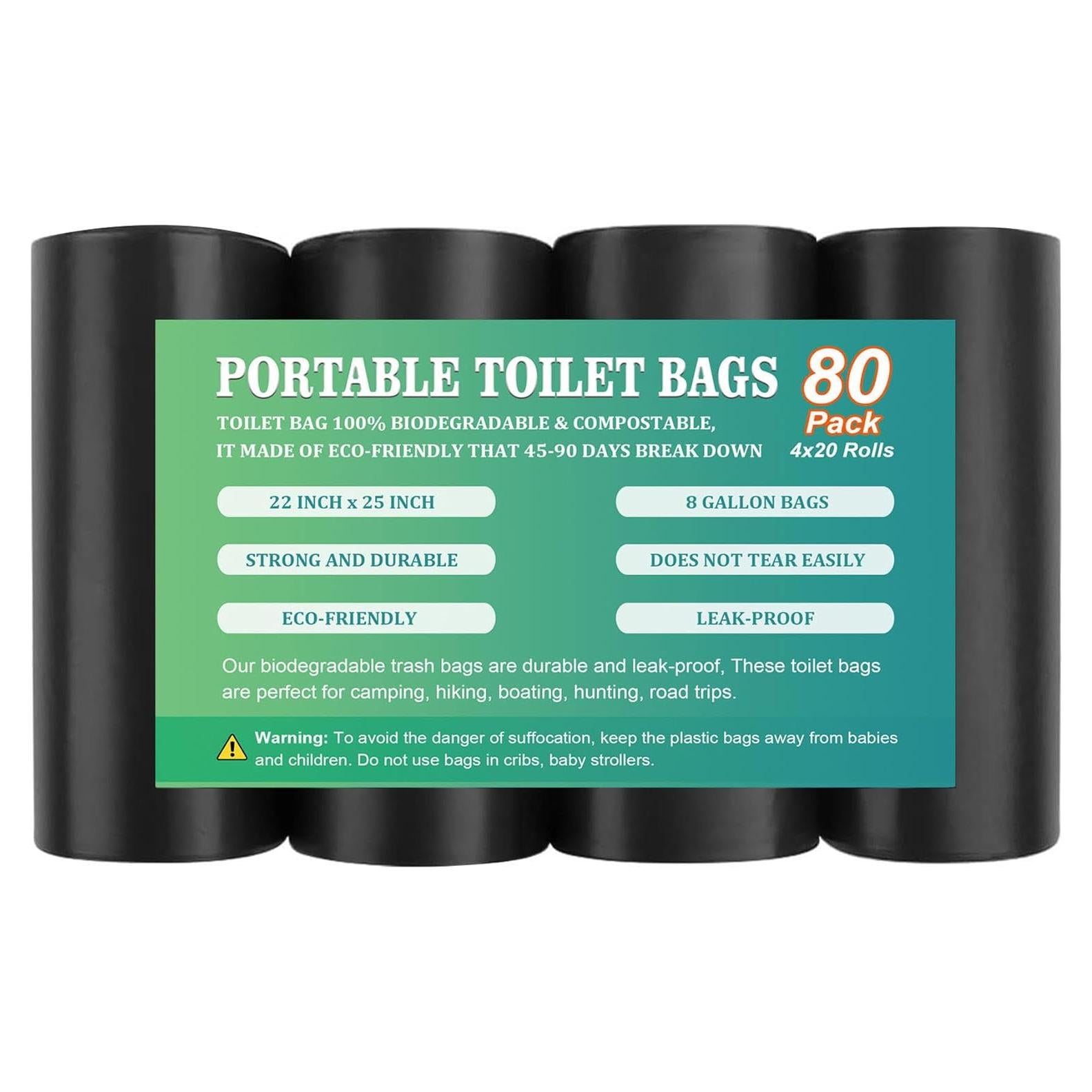 80 Bolsas Biodegradables TAGLUMO para Inodoro Camping 8 Gal