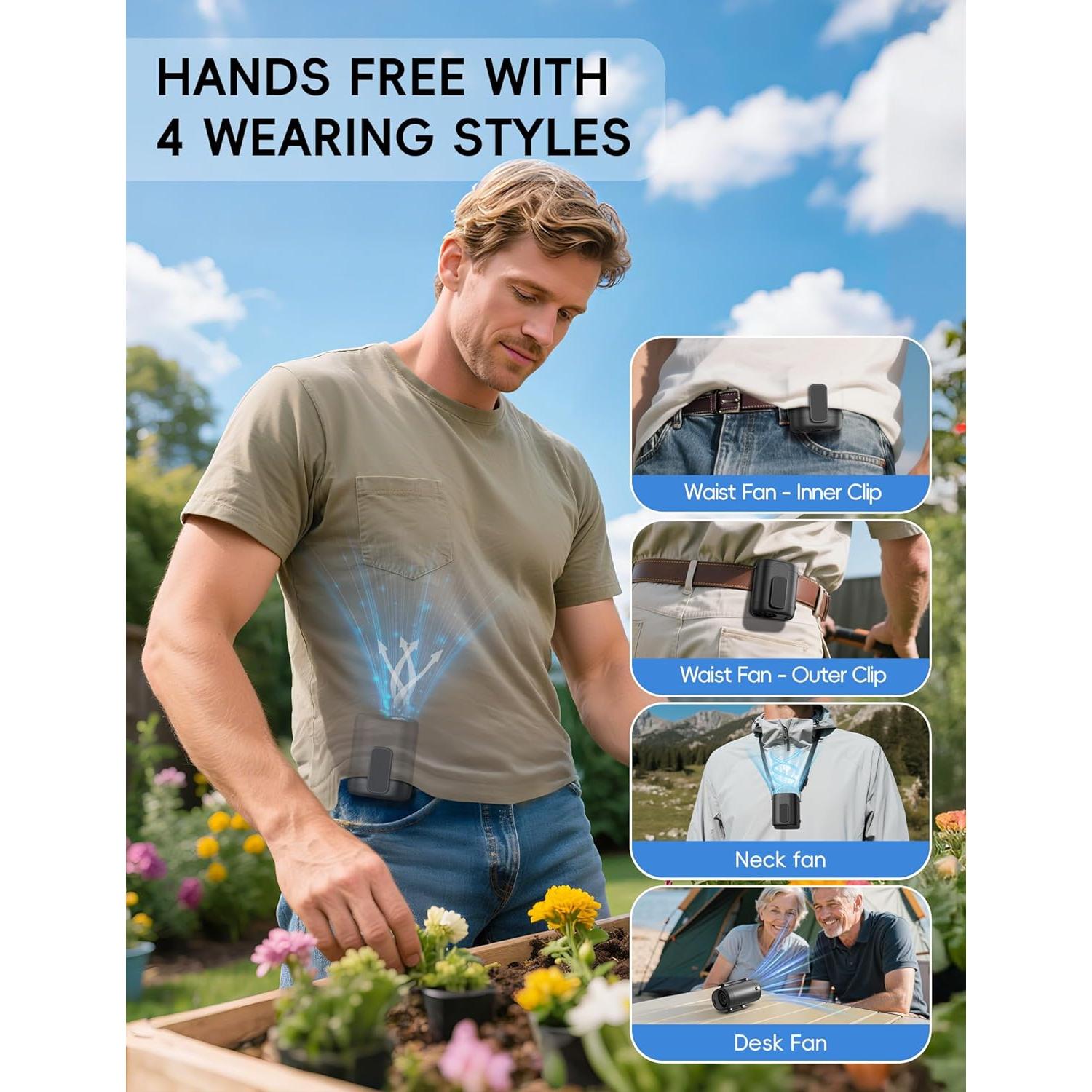 Ventilador de Cintura Portátil FIHECAL X06 Recargable 20000 RPM