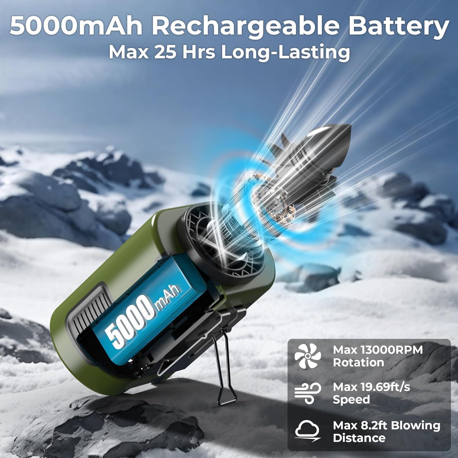 Ventilador Mini Portátil COMLIFE K100 Verde Militar 25H 4 Velocidades