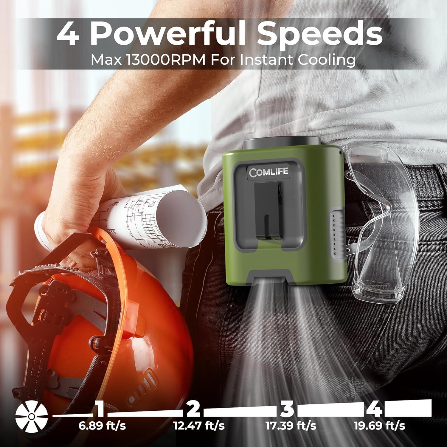 Ventilador Mini Portátil COMLIFE K100 Verde Militar 25H 4 Velocidades