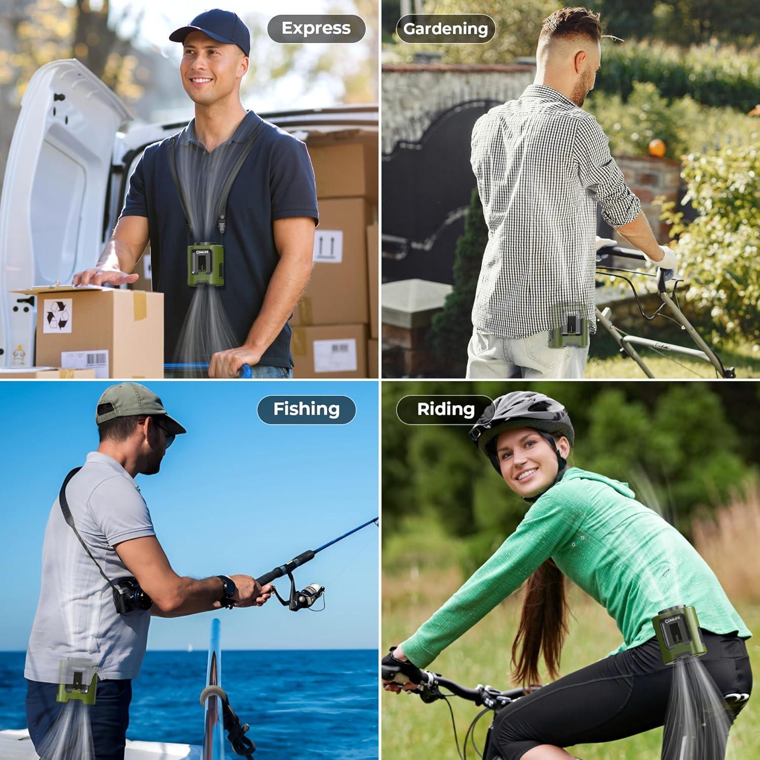 Ventilador Mini Portátil COMLIFE K100 Verde Militar 25H 4 Velocidades