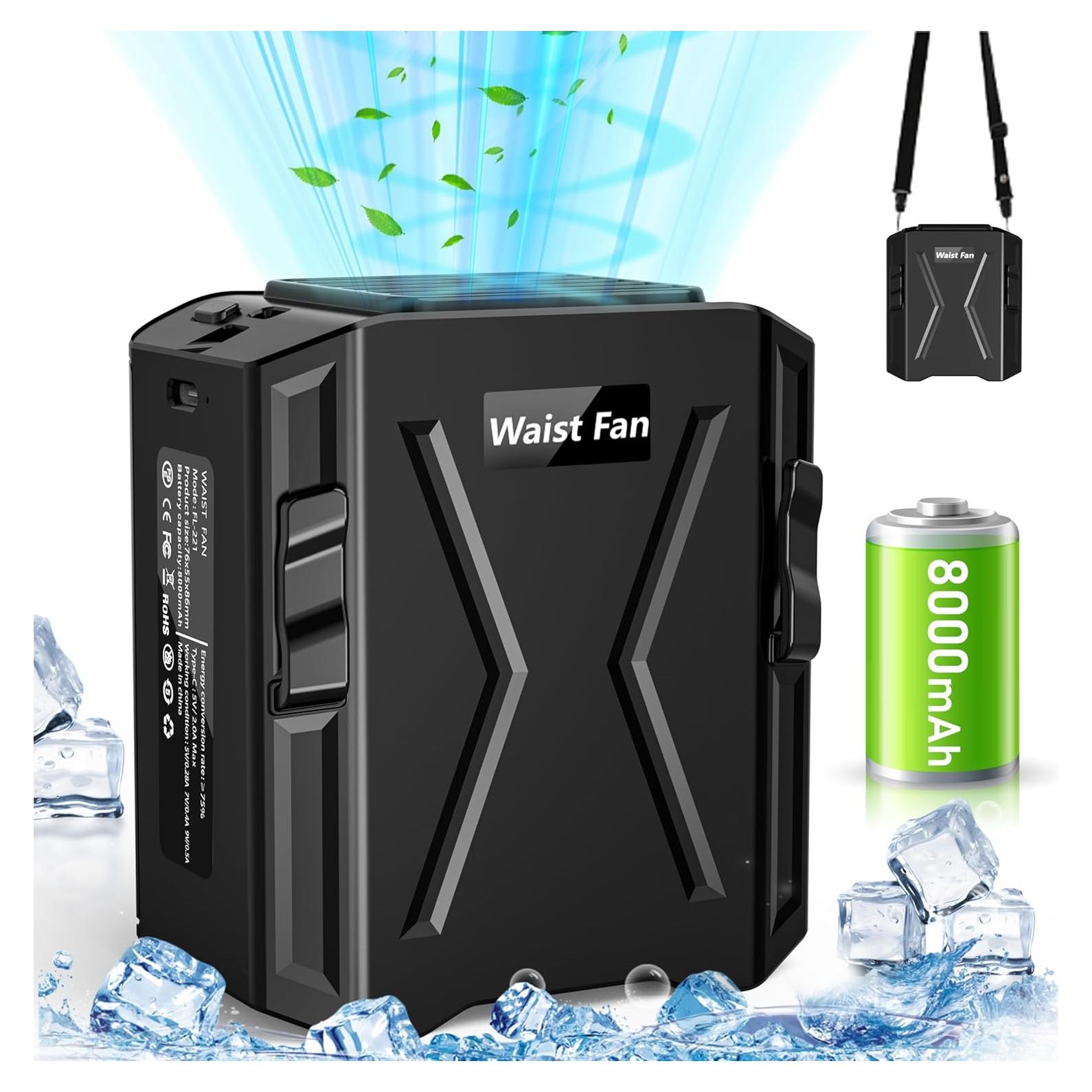 Ventilador de Cintura Portátil Sunoony FL-221 8000mAh 3 Velocidades