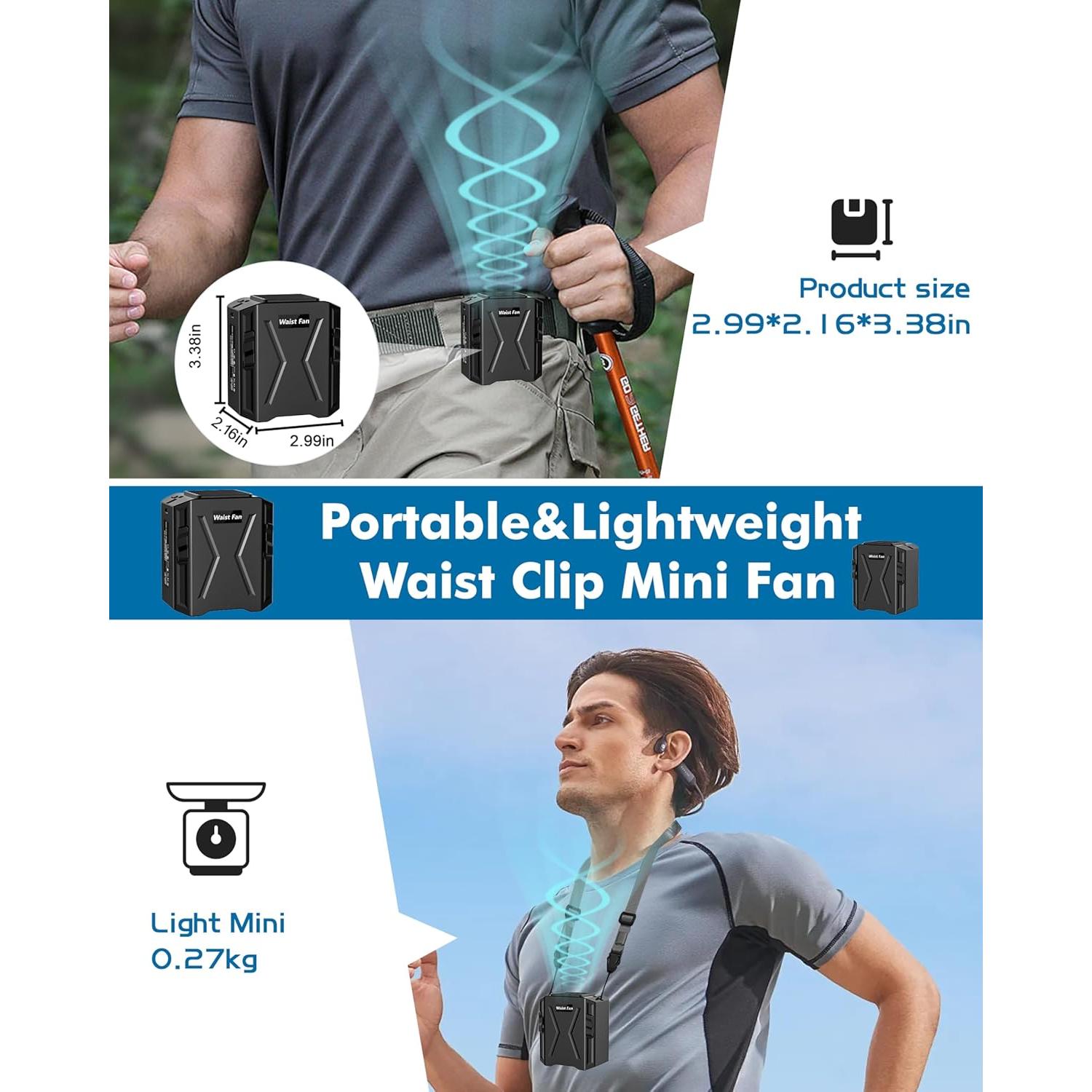 Ventilador de Cintura Portátil Sunoony FL-221 8000mAh 3 Velocidades