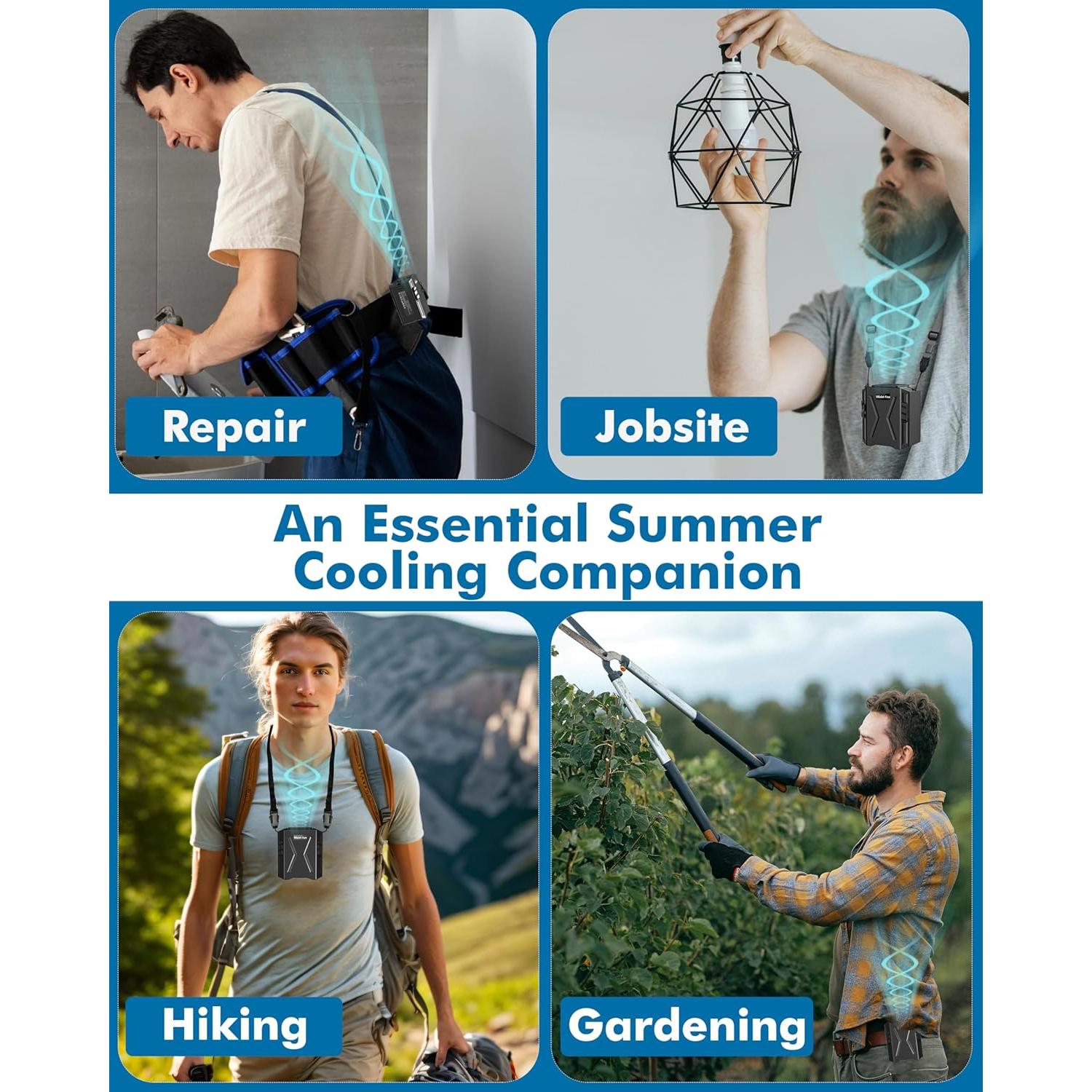 Ventilador de Cintura Portátil Sunoony FL-221 8000mAh 3 Velocidades