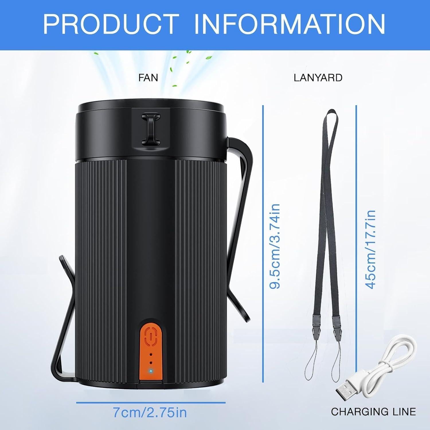 Portable Waist Fan Rechargeable, Mini Belt Clip on Personal Wearable Body Cooling Fans that Blow Cold Air,Dual Clip under Shirt Battery Powered Neck Coolers for Hot Weather,Camping,Outdoor,Jobsite