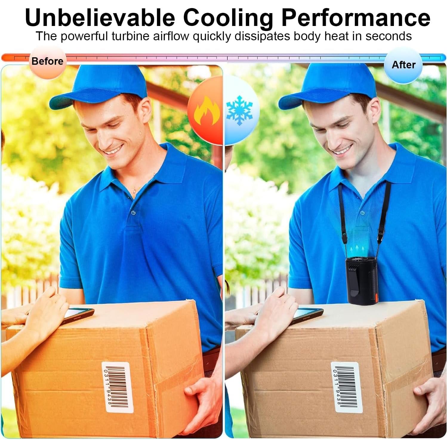 Portable Waist Fan Rechargeable, Mini Belt Clip on Personal Wearable Body Cooling Fans that Blow Cold Air,Dual Clip under Shirt Battery Powered Neck Coolers for Hot Weather,Camping,Outdoor,Jobsite