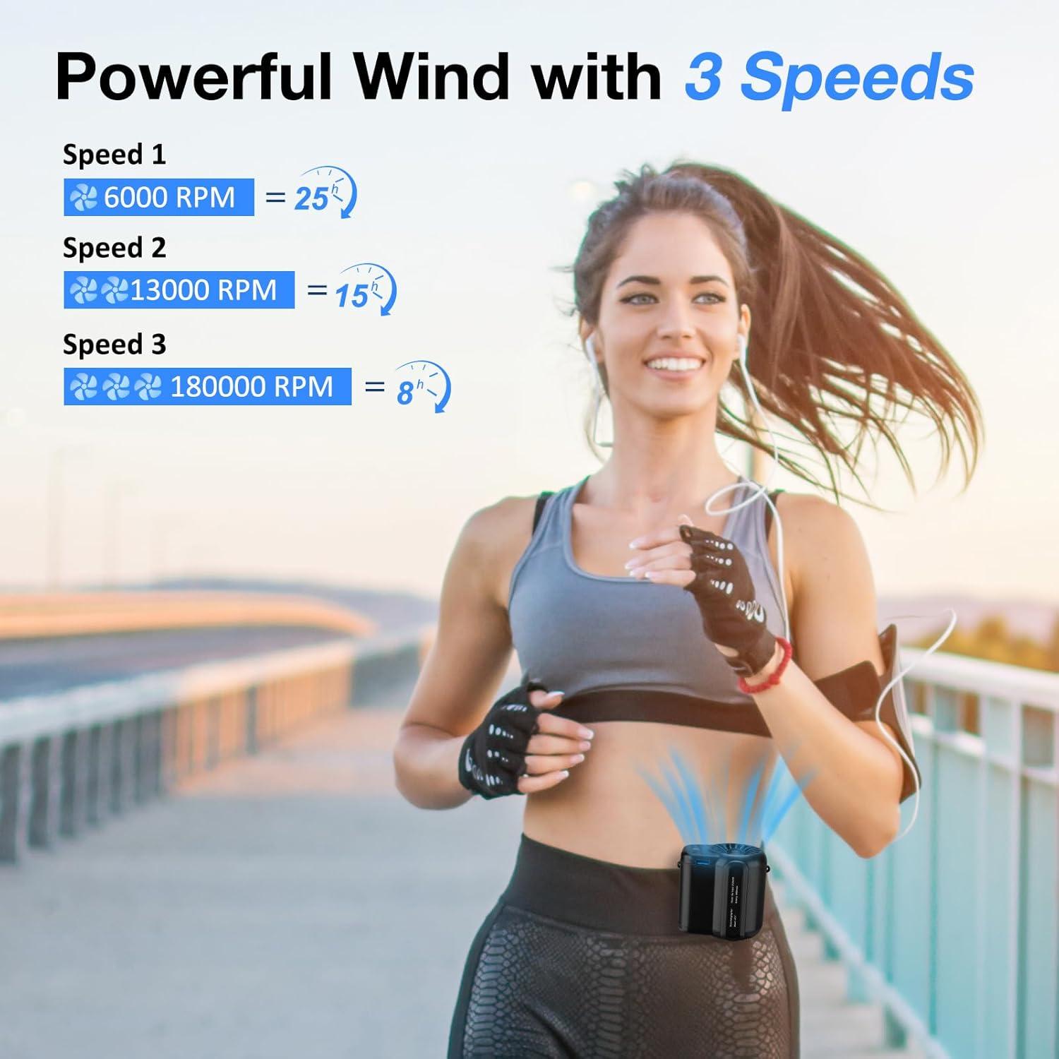 Ventilador Portátil Gelielim 10000mAh 3 Velocidades 18000RPM