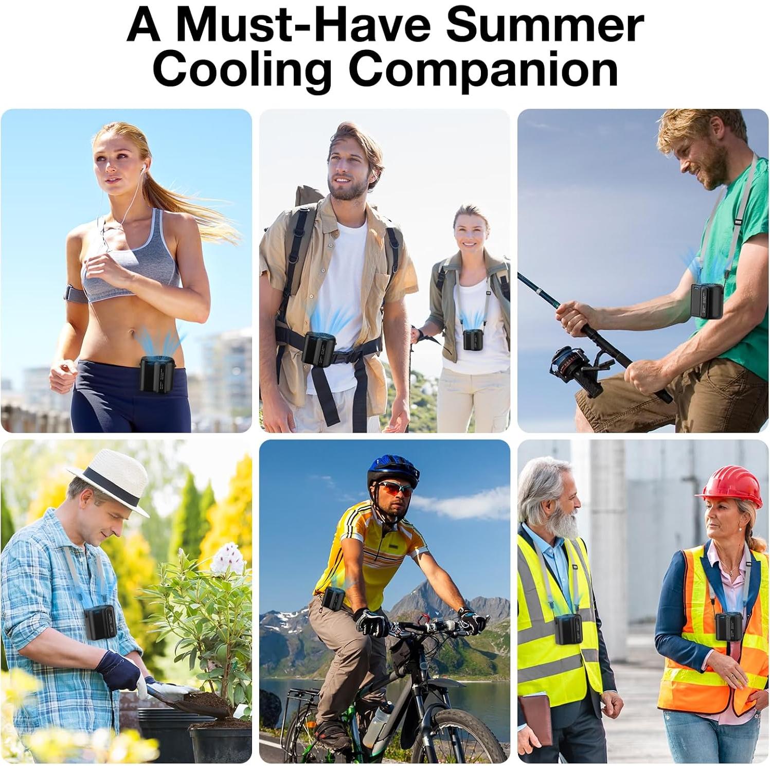 Ventilador Portátil Gelielim 10000mAh 3 Velocidades 18000RPM