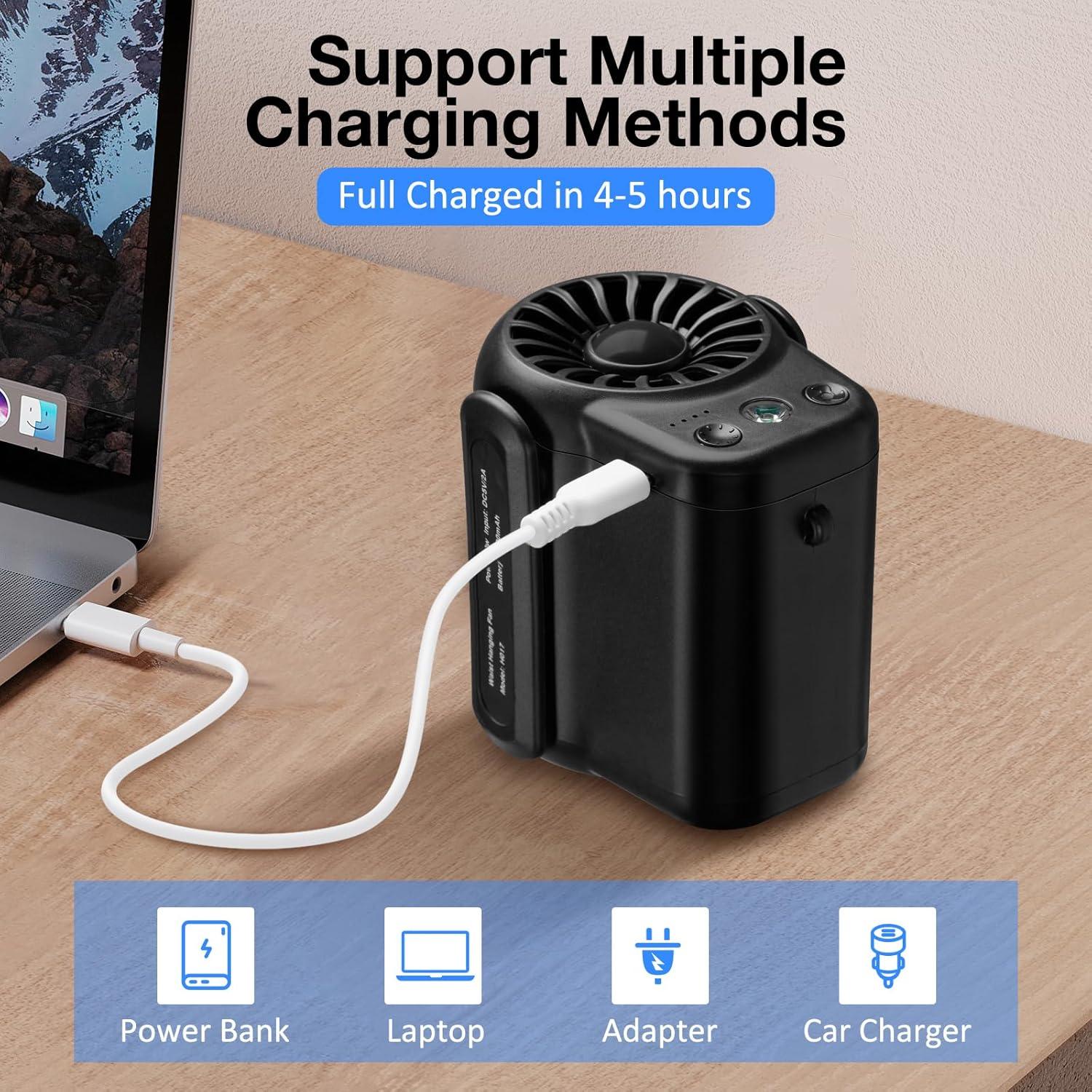 Ventilador Portátil Gelielim 10000mAh 3 Velocidades 18000RPM