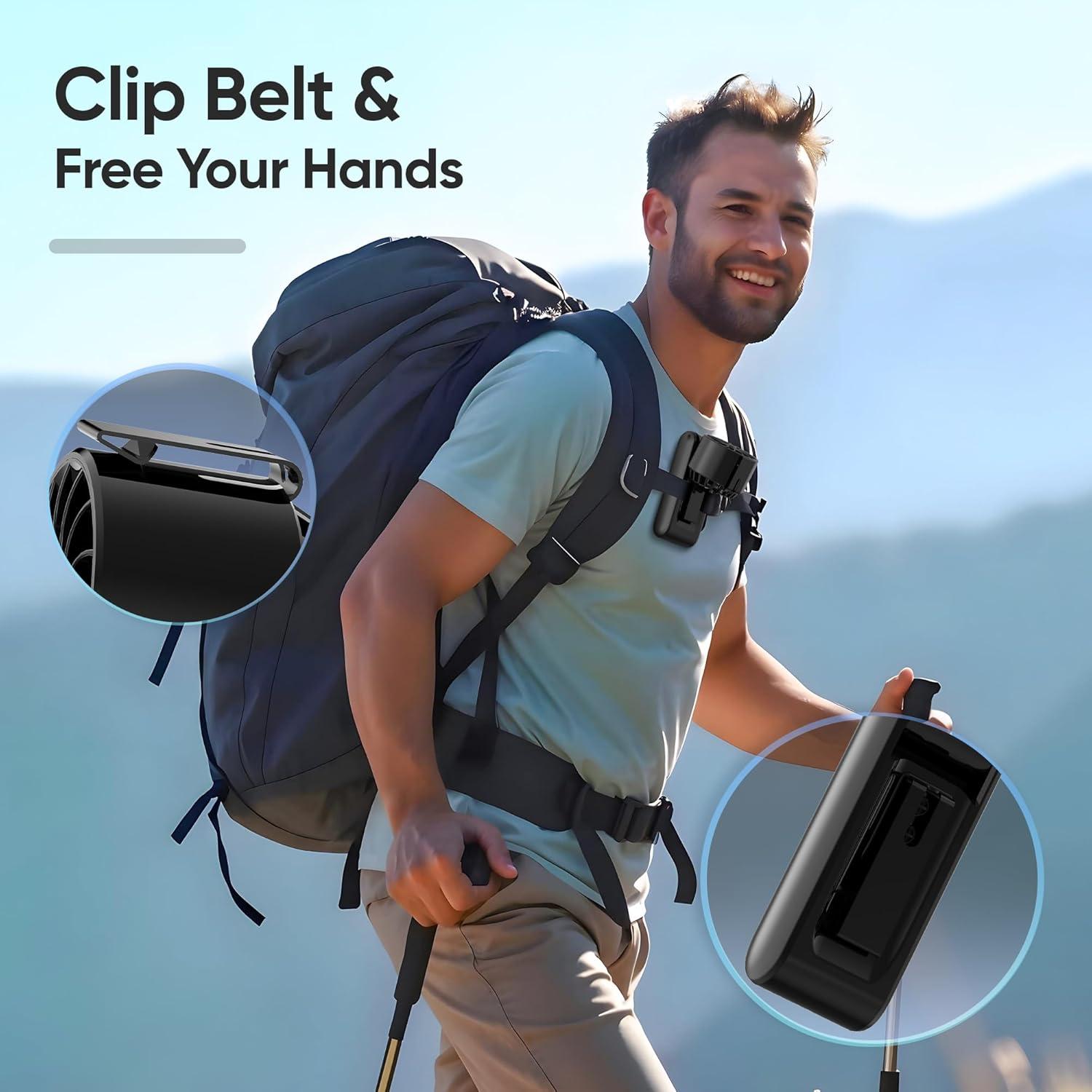 Ventilador Turbo Portátil AddAcc K400, Batería 5000mAh, 26h