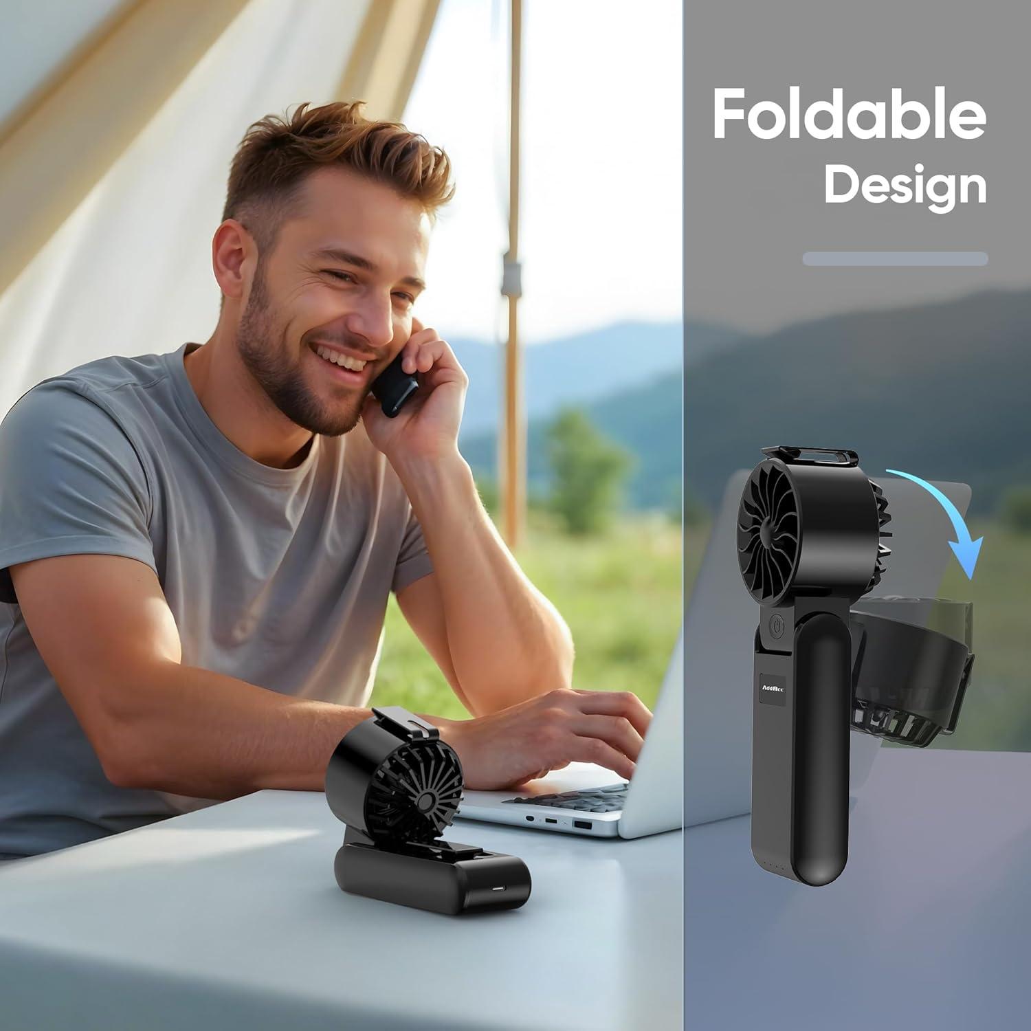 Ventilador Turbo Portátil AddAcc K400, Batería 5000mAh, 26h