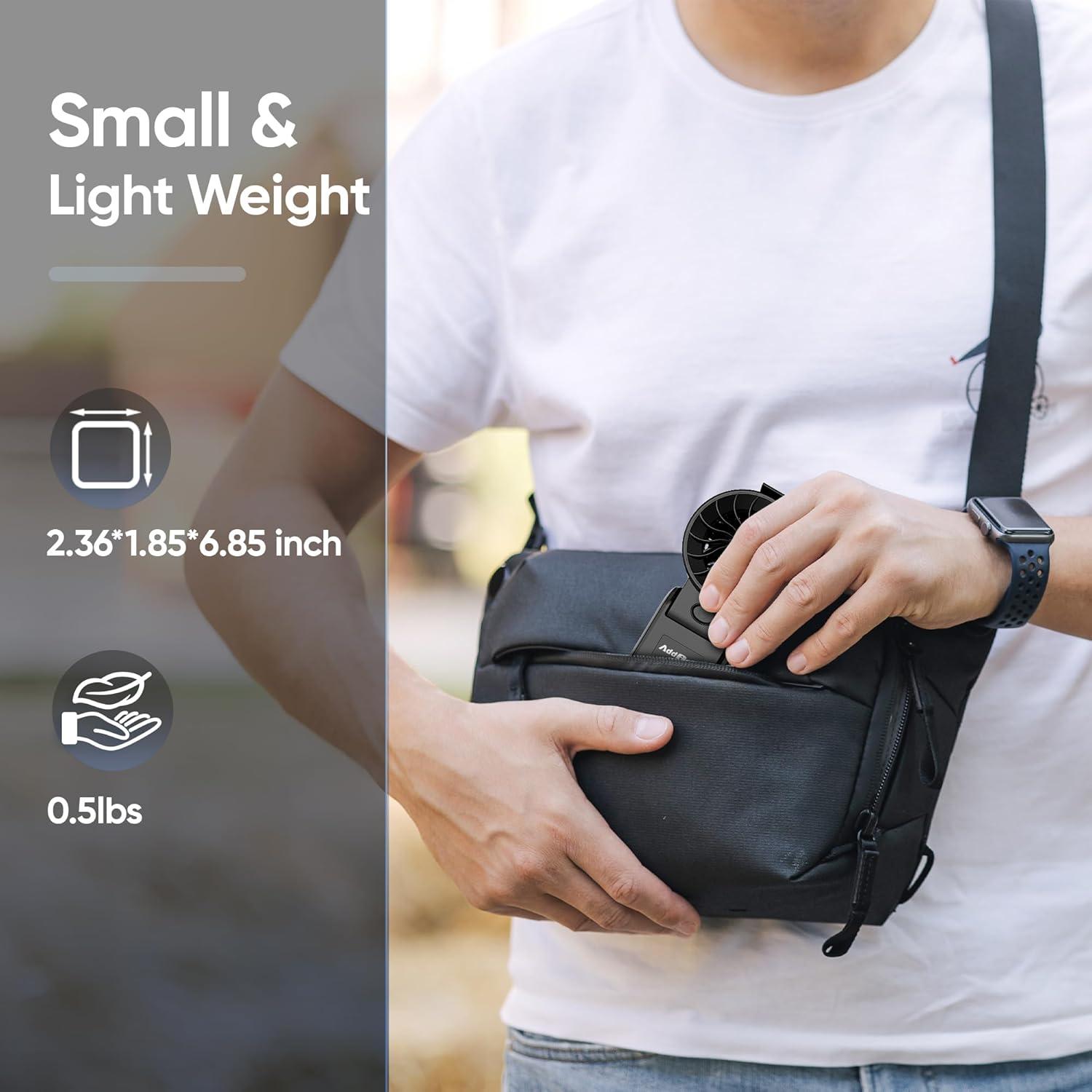 Ventilador Turbo Portátil AddAcc K400, Batería 5000mAh, 26h