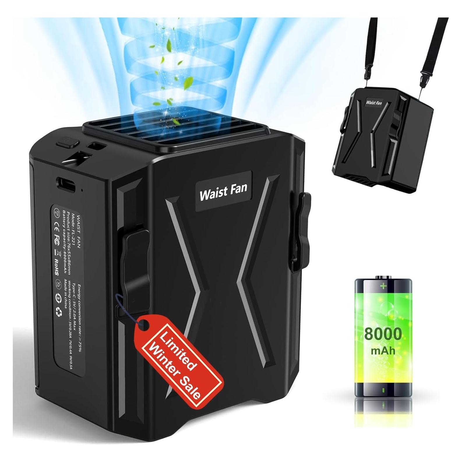 Ventilador de Cintura Portátil Trekkinglamb FL211 8000mAh 3 Velocidades