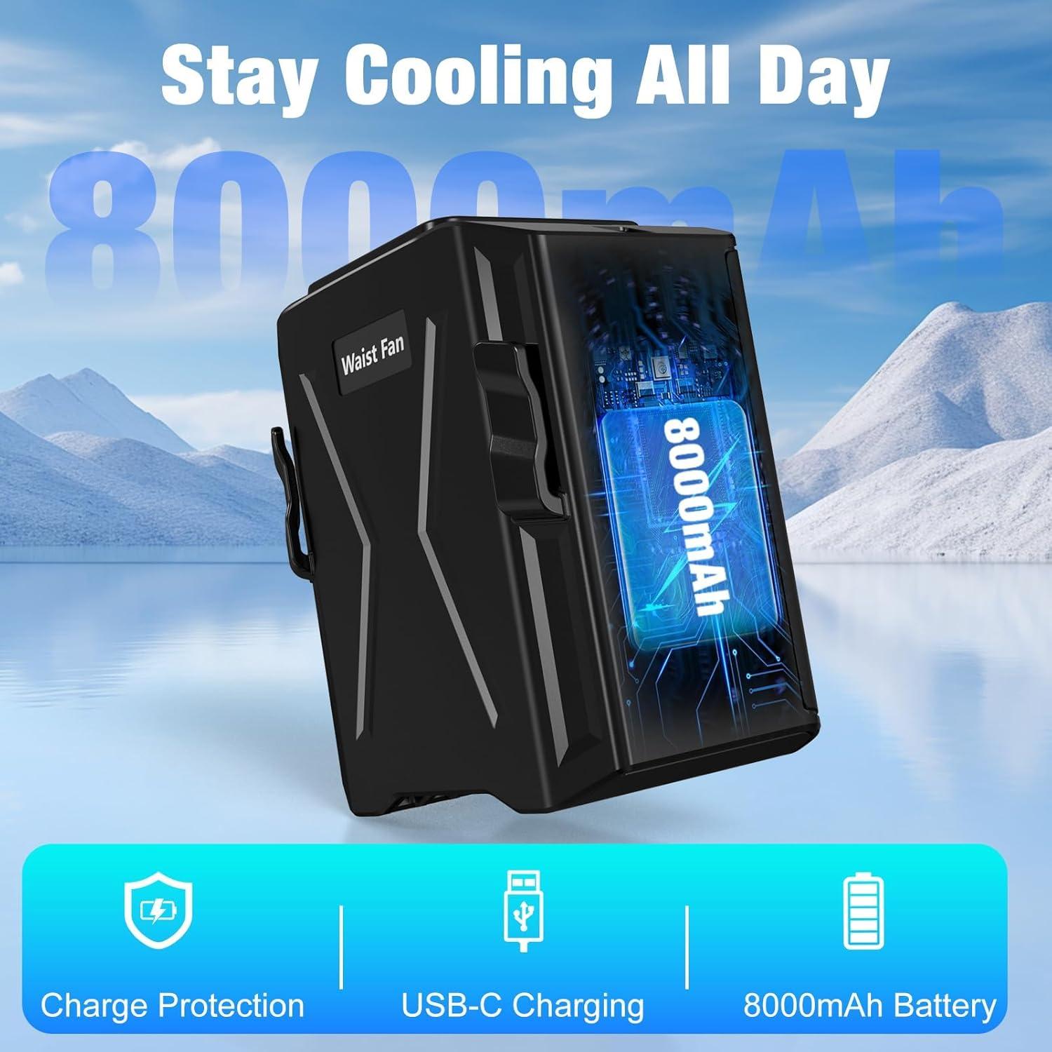 Ventilador de Cintura Portátil Trekkinglamb FL211 8000mAh 3 Velocidades