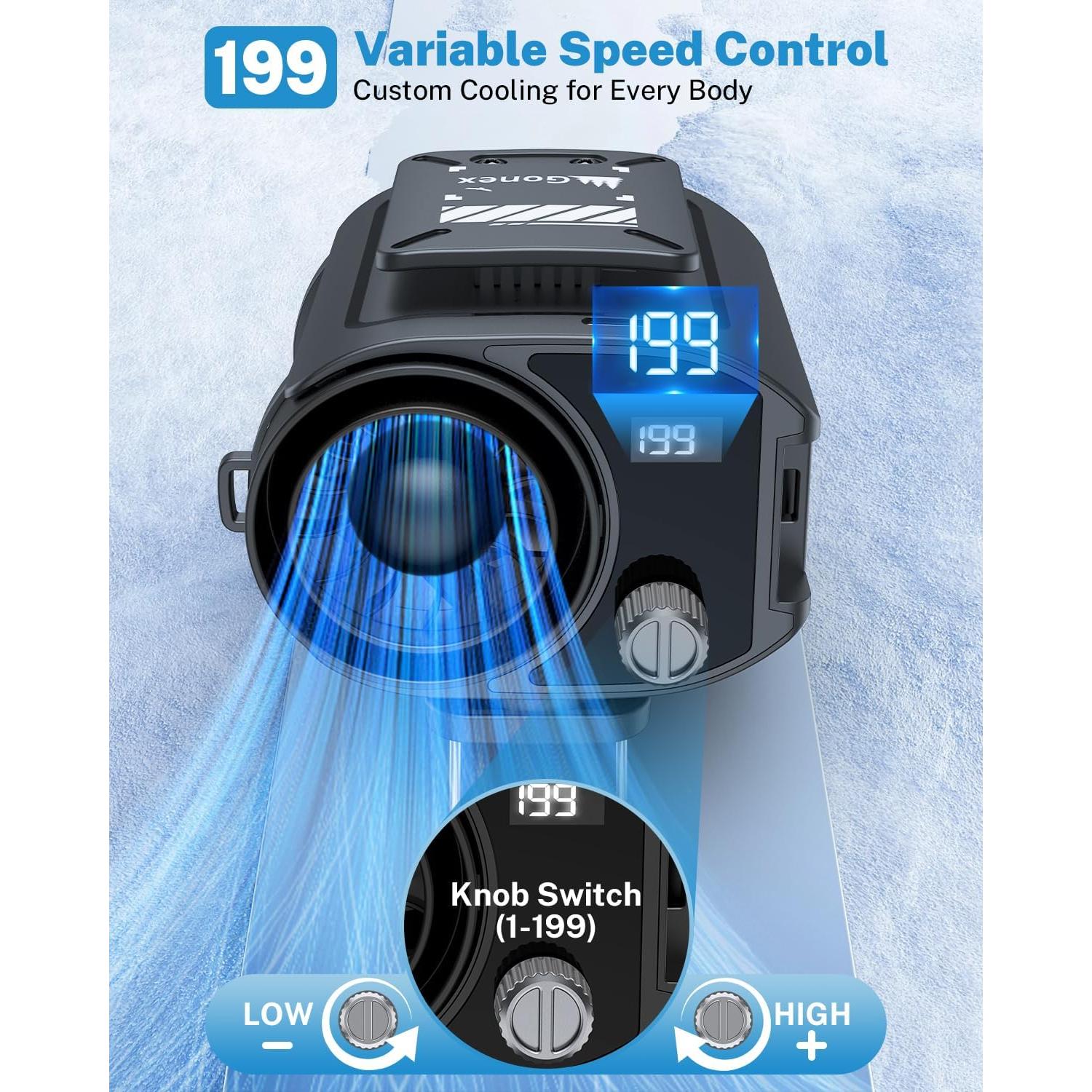 Ventilador Portátil Gonex T9 Recargable 199 Velocidades 13500RPM