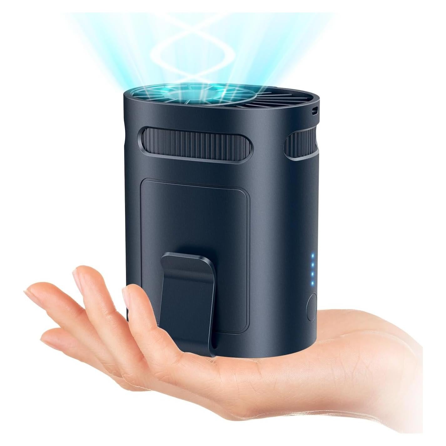 Portable Waist Fan-Personal Battery Operated Clip on Fan for Shirt Belt Buckle Hip Under Clothes,Cordless Chargeable Waist Fans that Blow Cold Air,Cooling Wearable USB Neck Cooler Women Men Kids