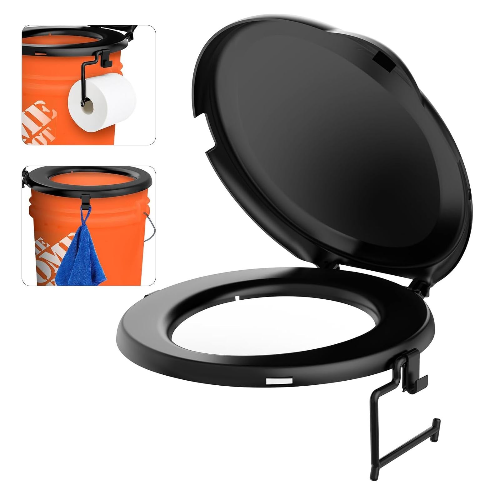 Asiento Inodoro Portátil PAHTTO 5 Galones Negro Compacto