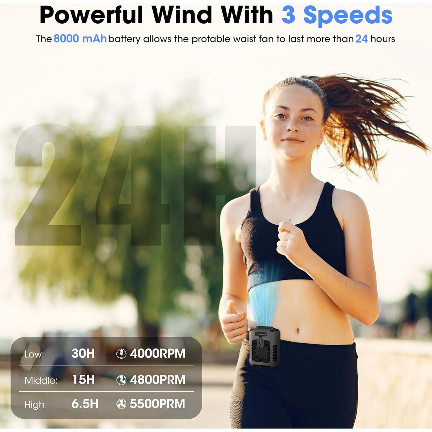 Ventilador Personal Portátil Deller YBFS-02 8000mAh 3 Velocidades